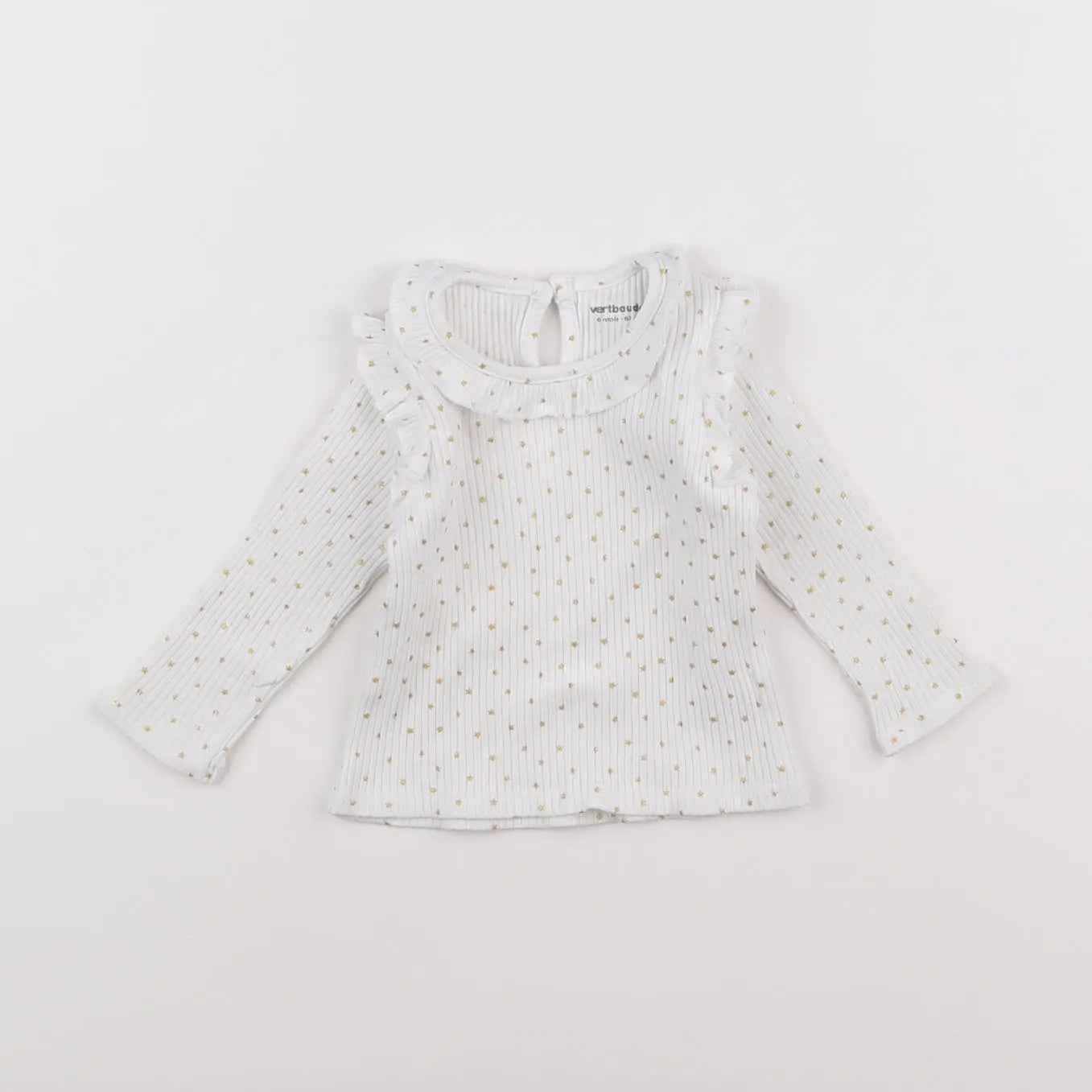 Vertbaudet - tee-shirt blanc, or - 6 mois