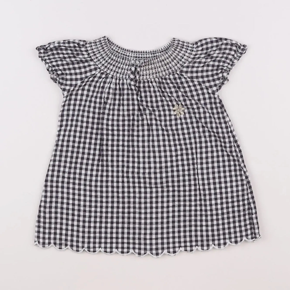 Vertbaudet - robe gris, blanc - 6 mois