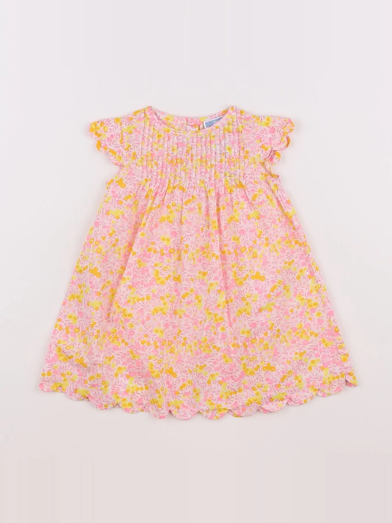Jacadi - robe liberty jaune, rose - 12 mois