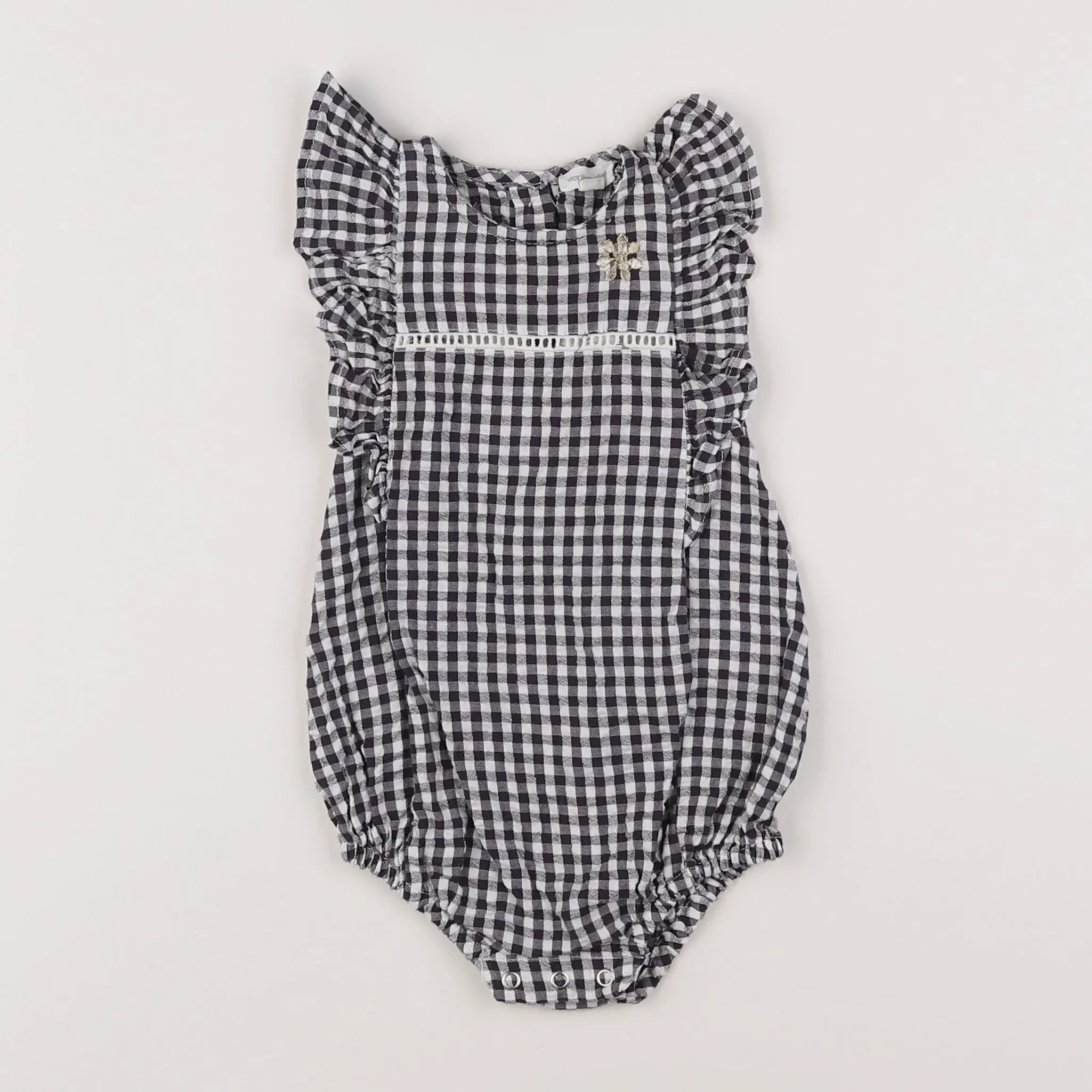 Vertbaudet - combinaison gris, blanc - 6 mois