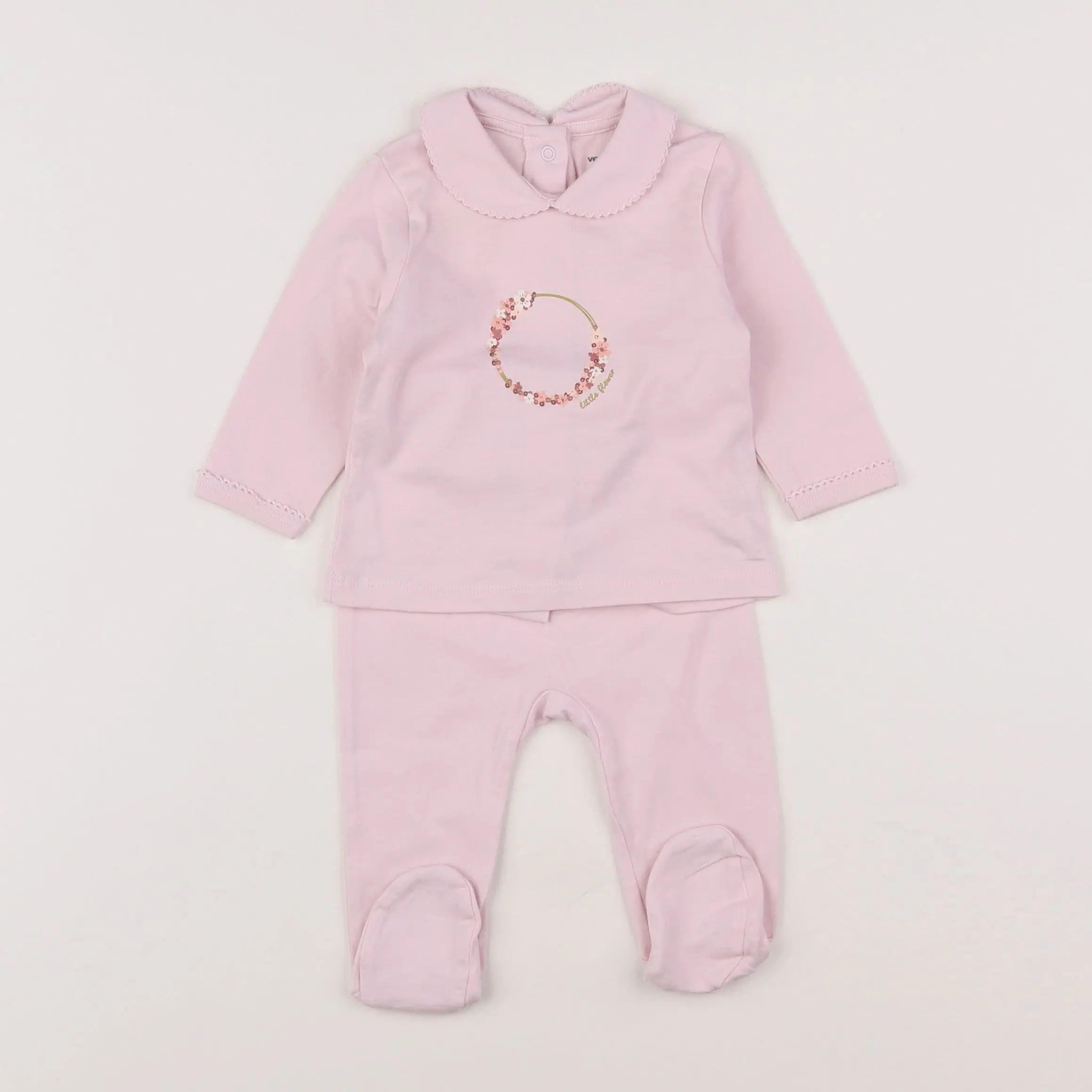 Vertbaudet - pyjama coton rose - 3 mois