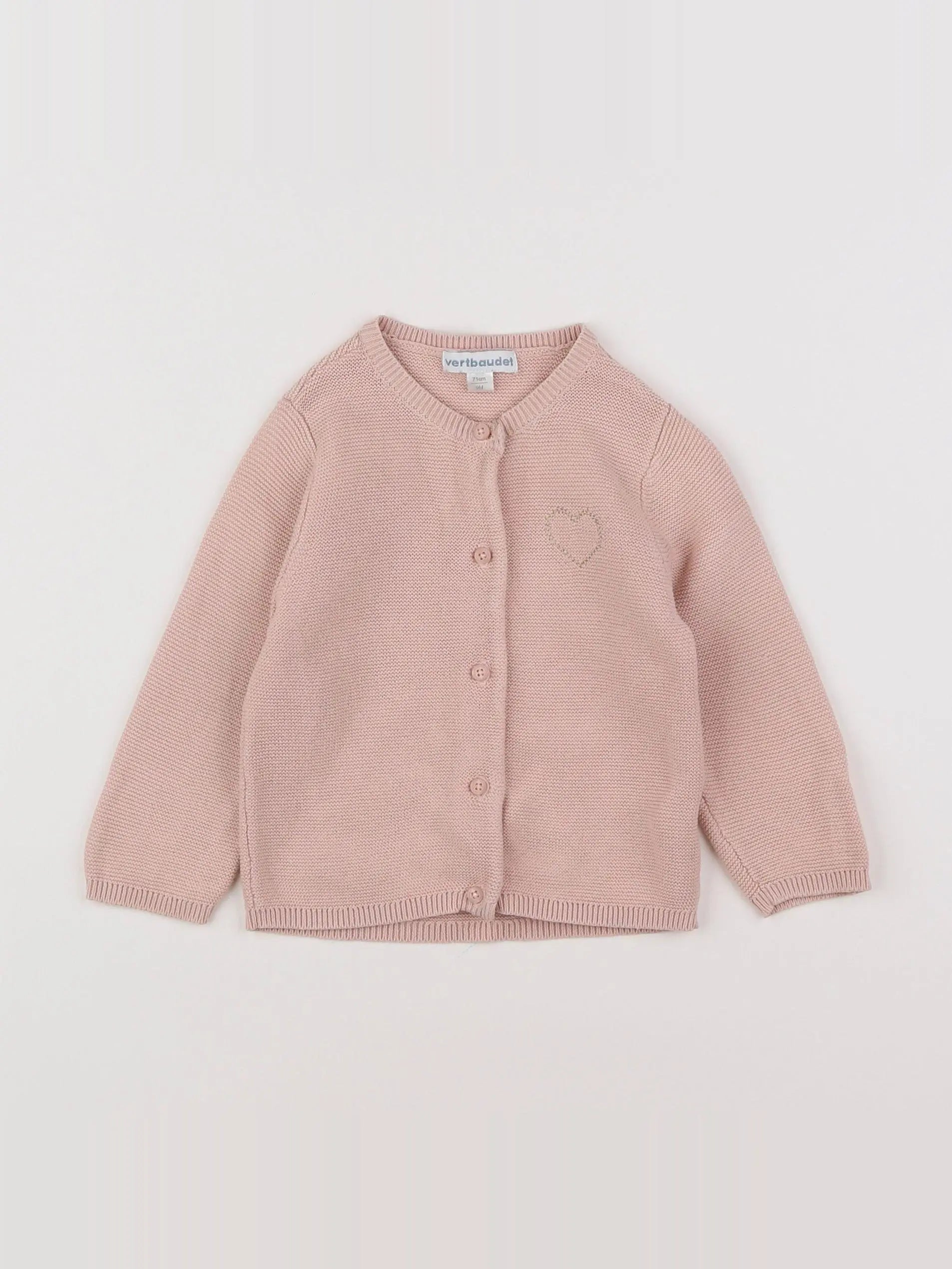 Vertbaudet - gilet rose - 9 mois