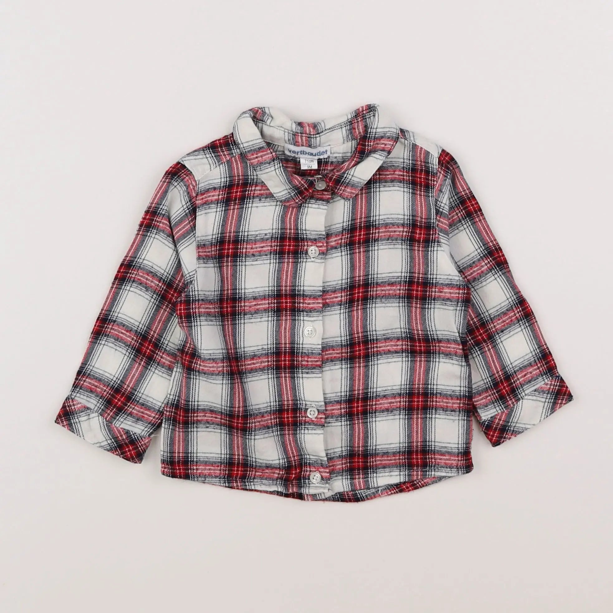 Vertbaudet - chemise rouge - 9 mois