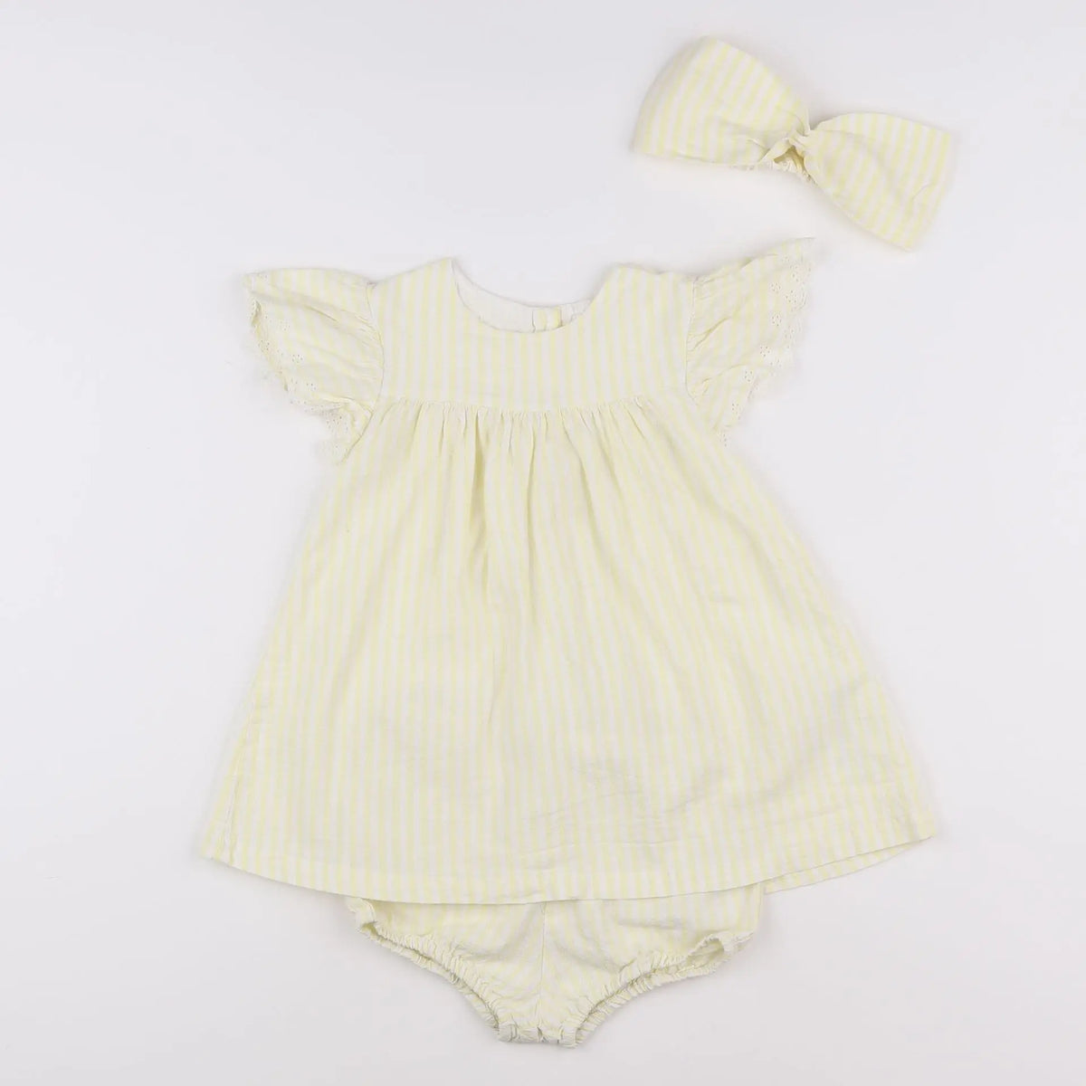Vertbaudet - robe blanc, jaune - 9 mois