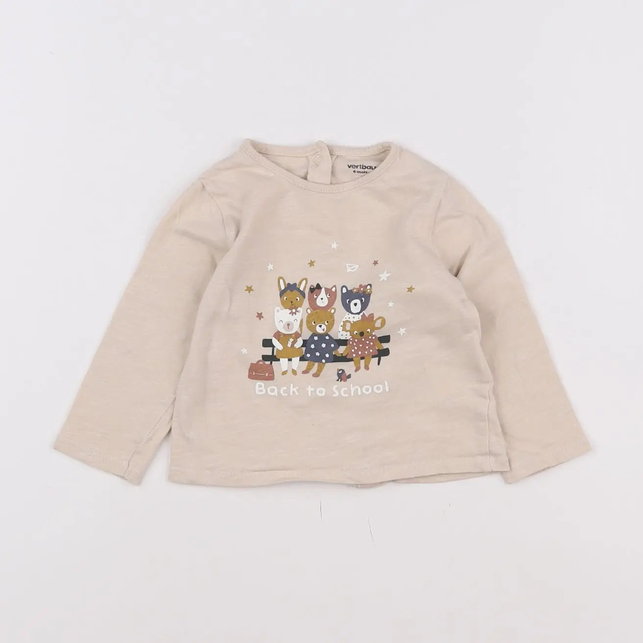 Vertbaudet - tee-shirt beige - 6 mois