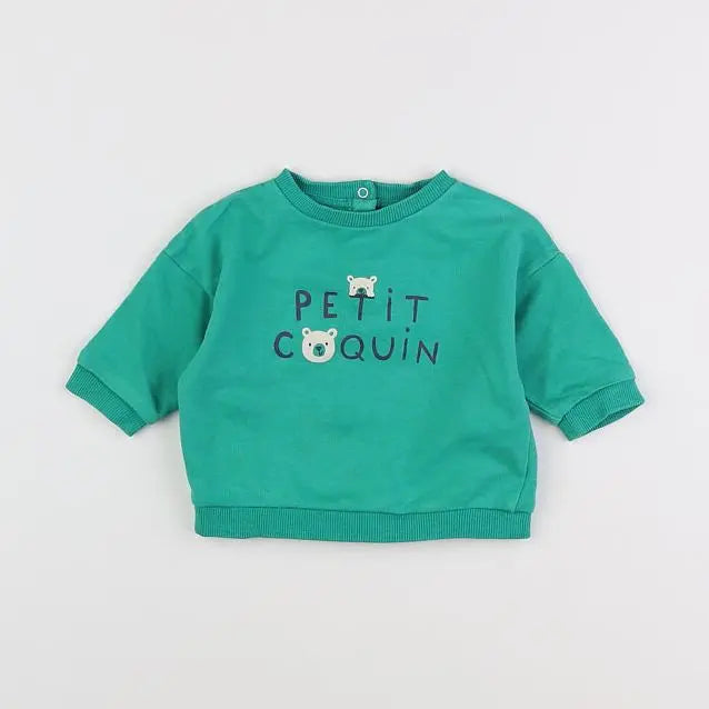 Vertbaudet - sweat vert - 6 mois