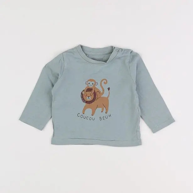 Vertbaudet - tee-shirt bleu - 6 mois