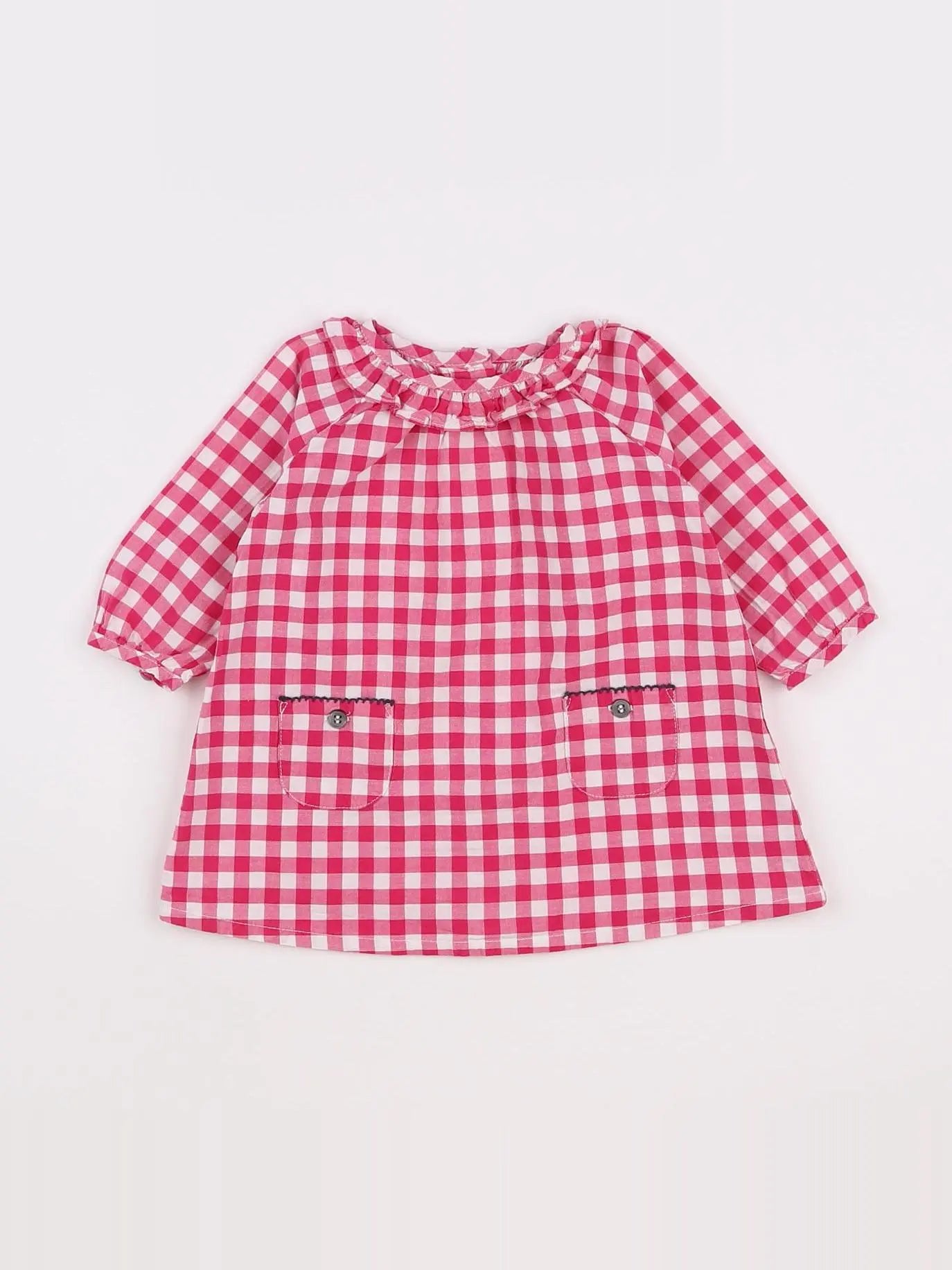 Petit Bateau - robe blanc, rose - 3 mois