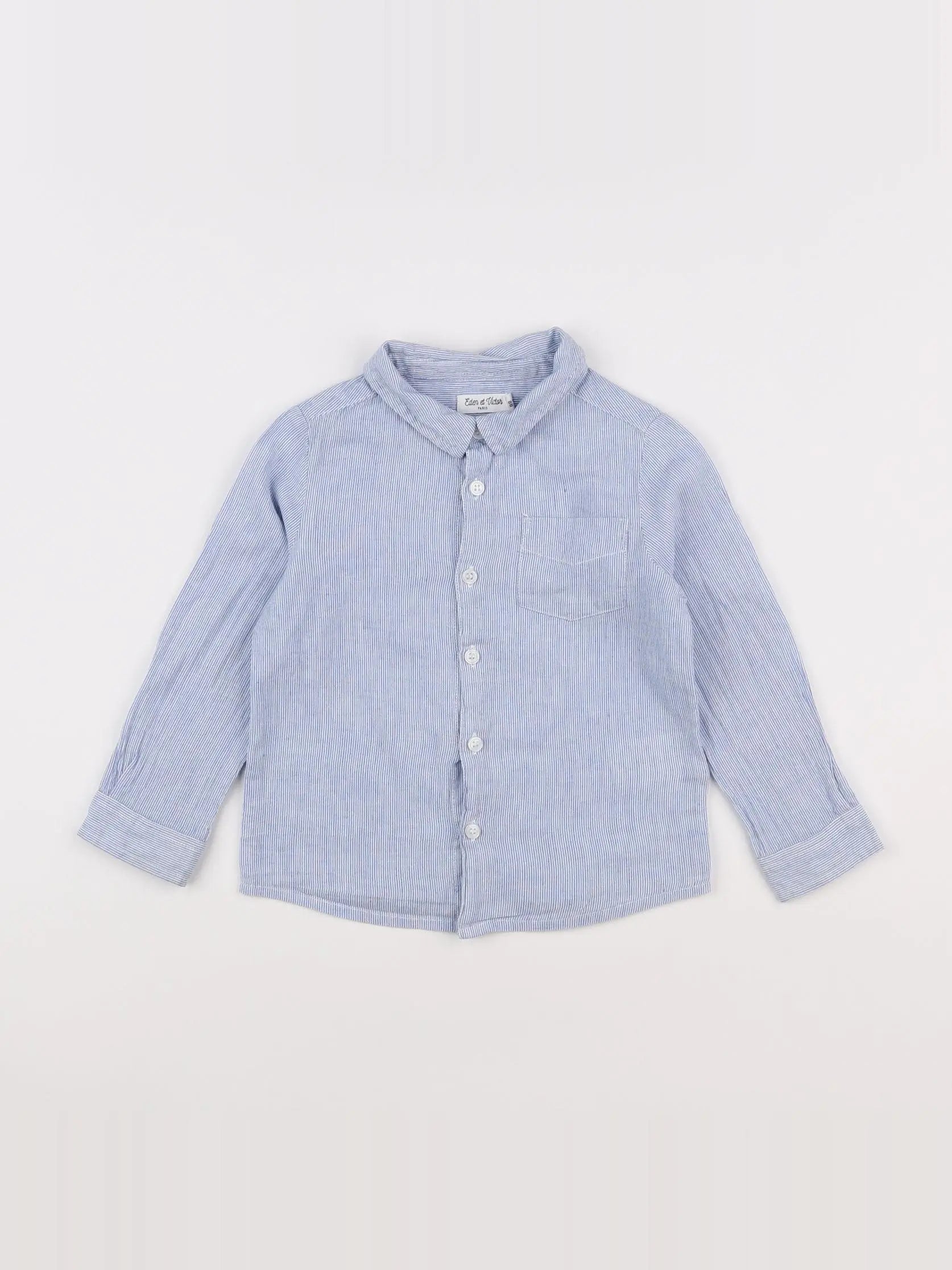 Eden & Victor - chemise bleu, blanc - 2 ans