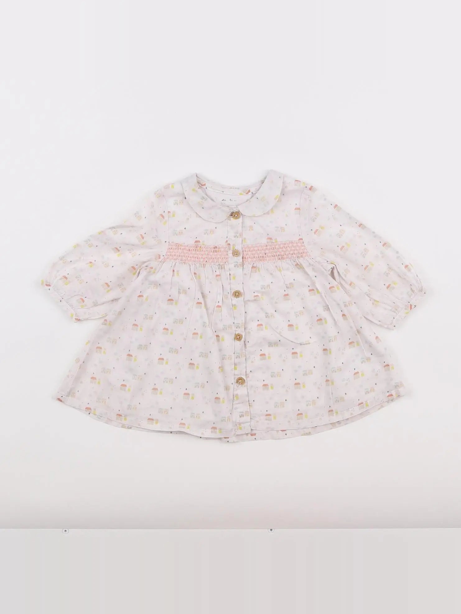 Vertbaudet - robe blanc, rose - 3 mois
