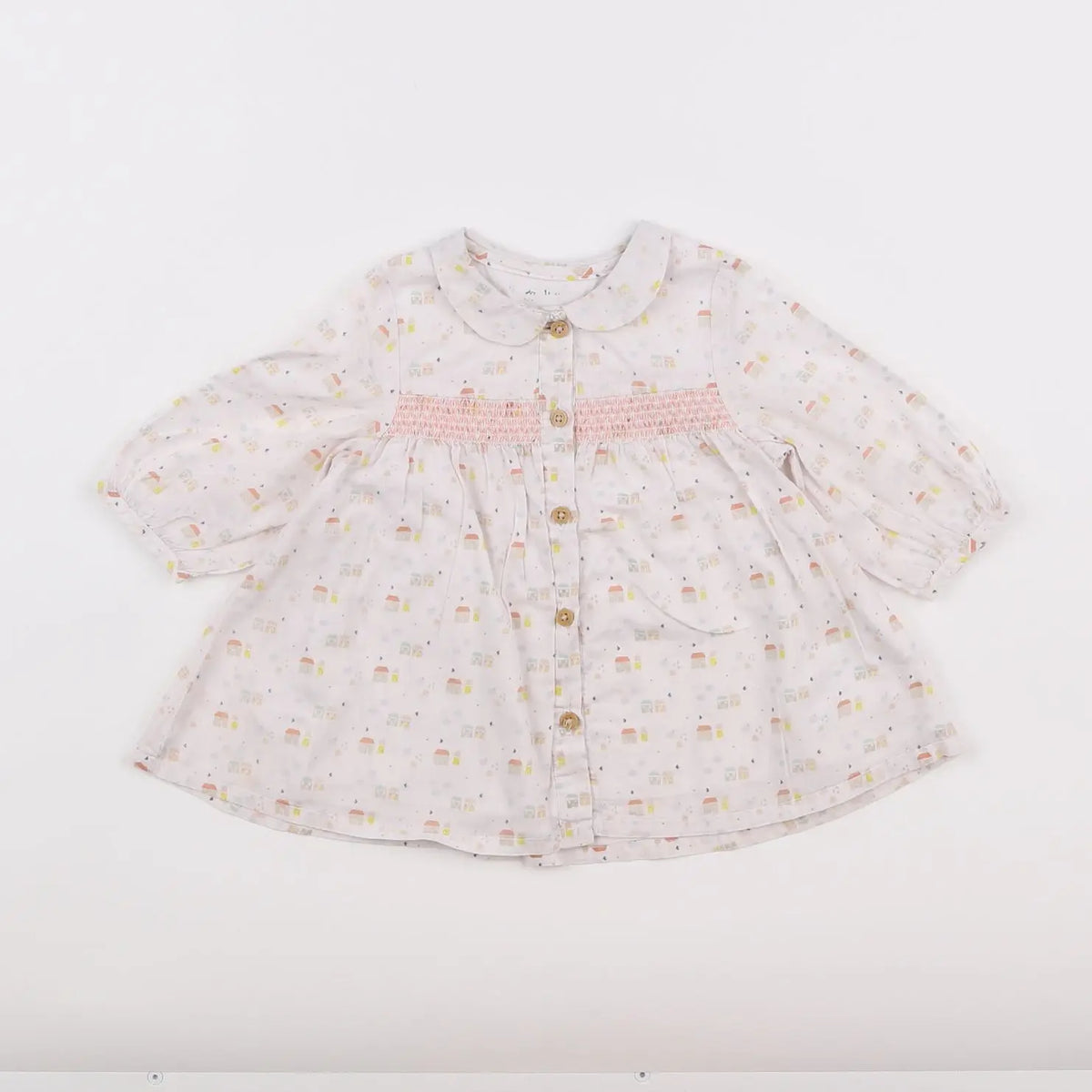 Vertbaudet - robe blanc, rose - 3 mois