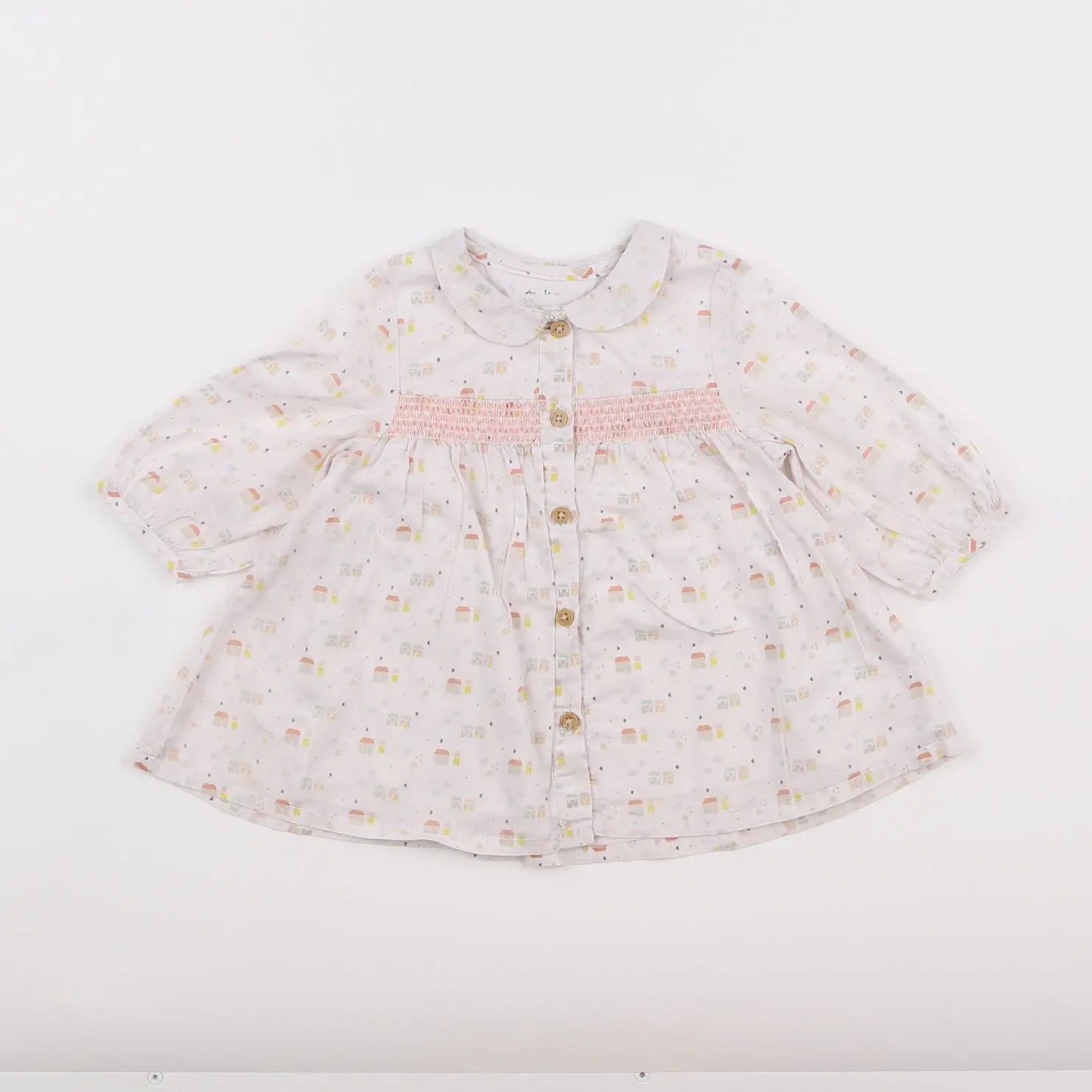Vertbaudet - robe blanc, rose - 3 mois