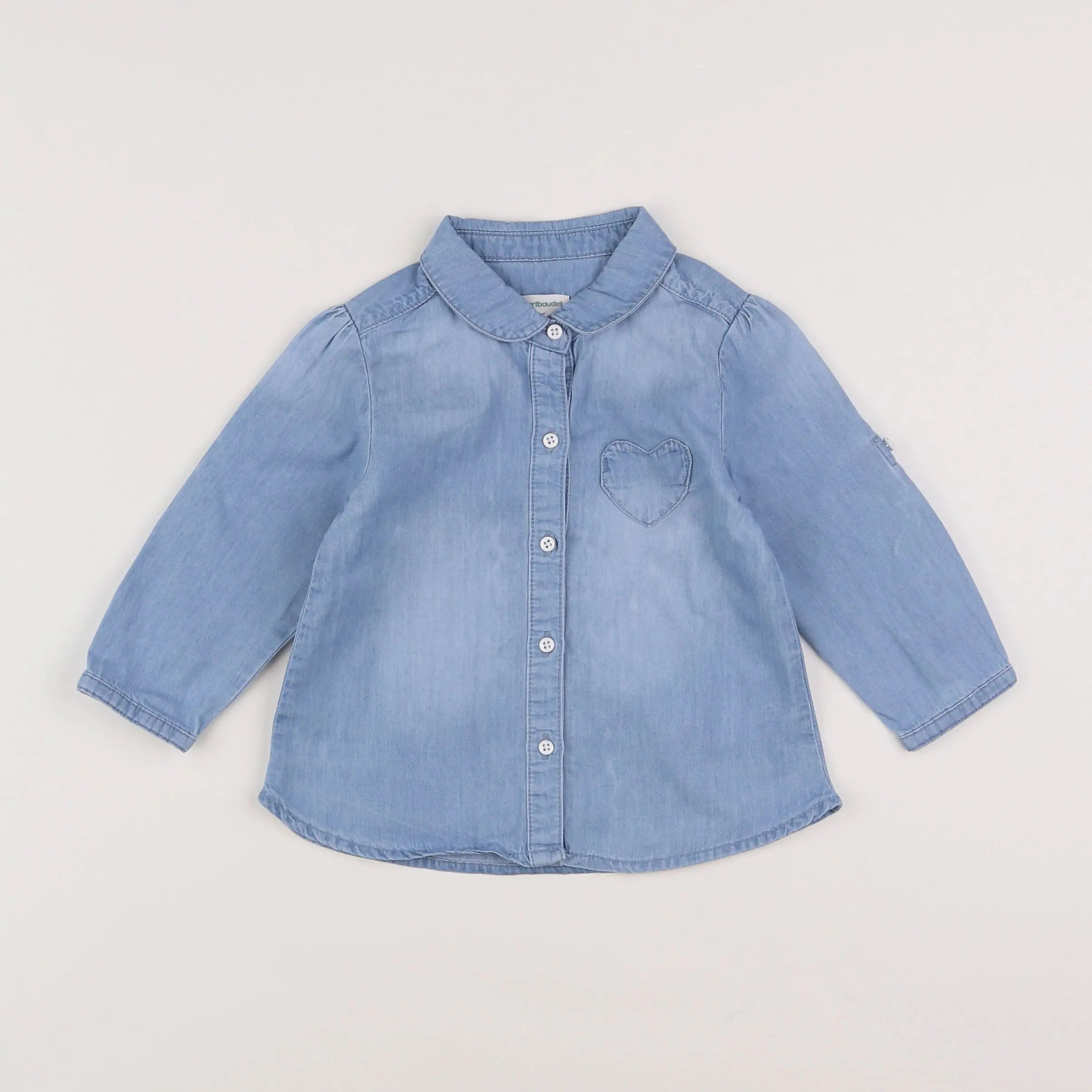 Vertbaudet - chemise bleu - 12 mois