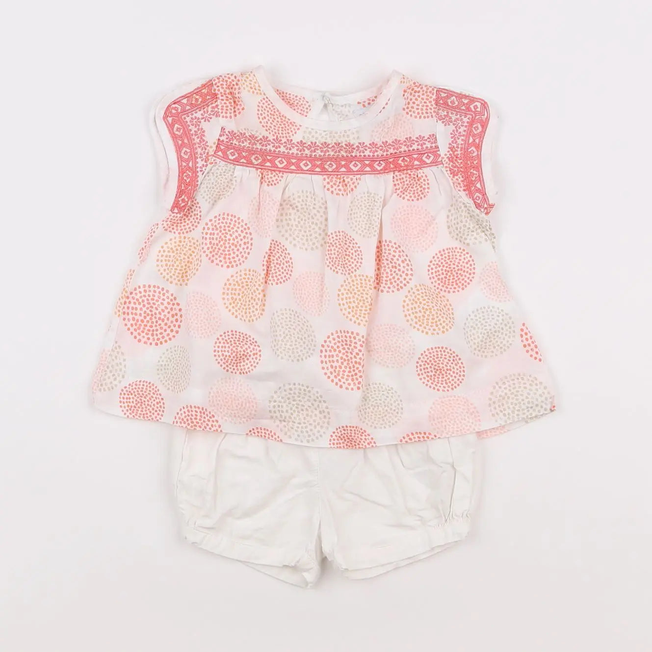 Vertbaudet - ensemble blanc, rose - 6 mois