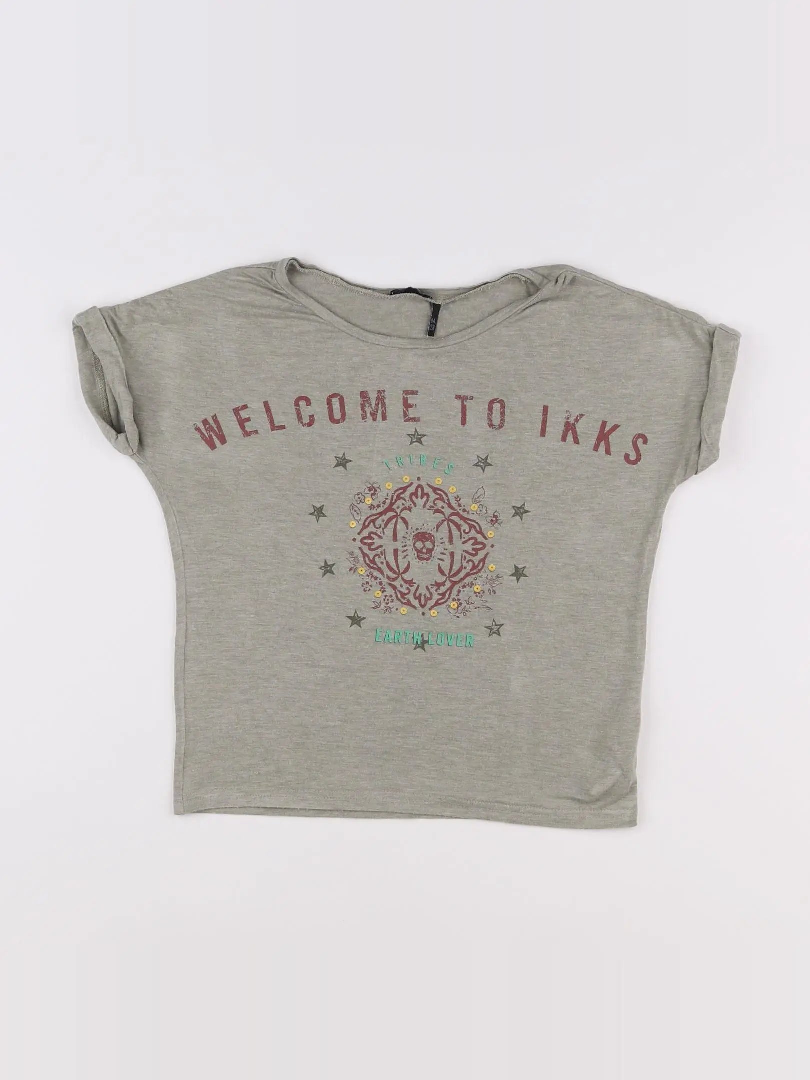 IKKS - tee-shirt gris, vert - 8 ans