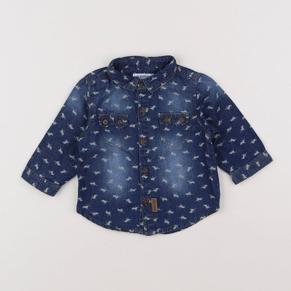 Vertbaudet - chemise bleu - 3 mois