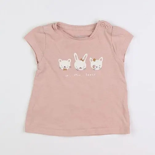 Vertbaudet - tee-shirt rose - 9 mois