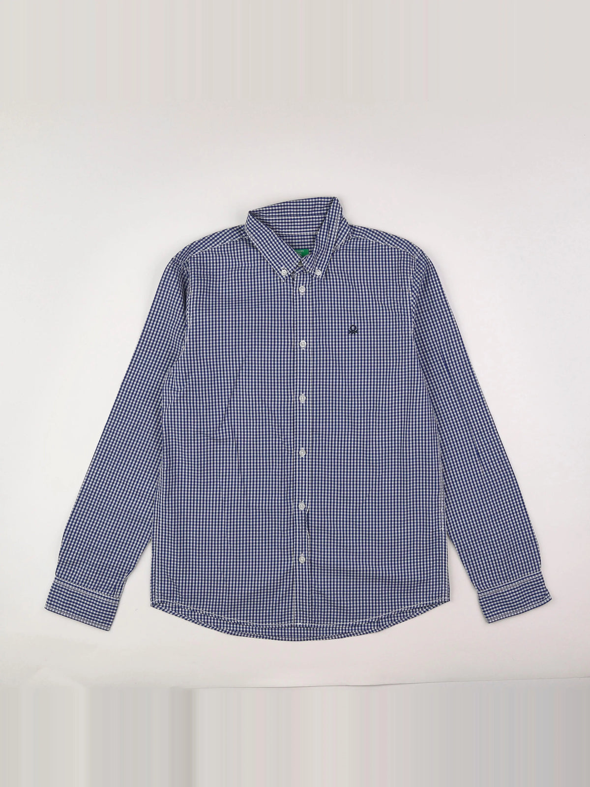 Benetton - chemise bleu, blanc - 11/12 ans