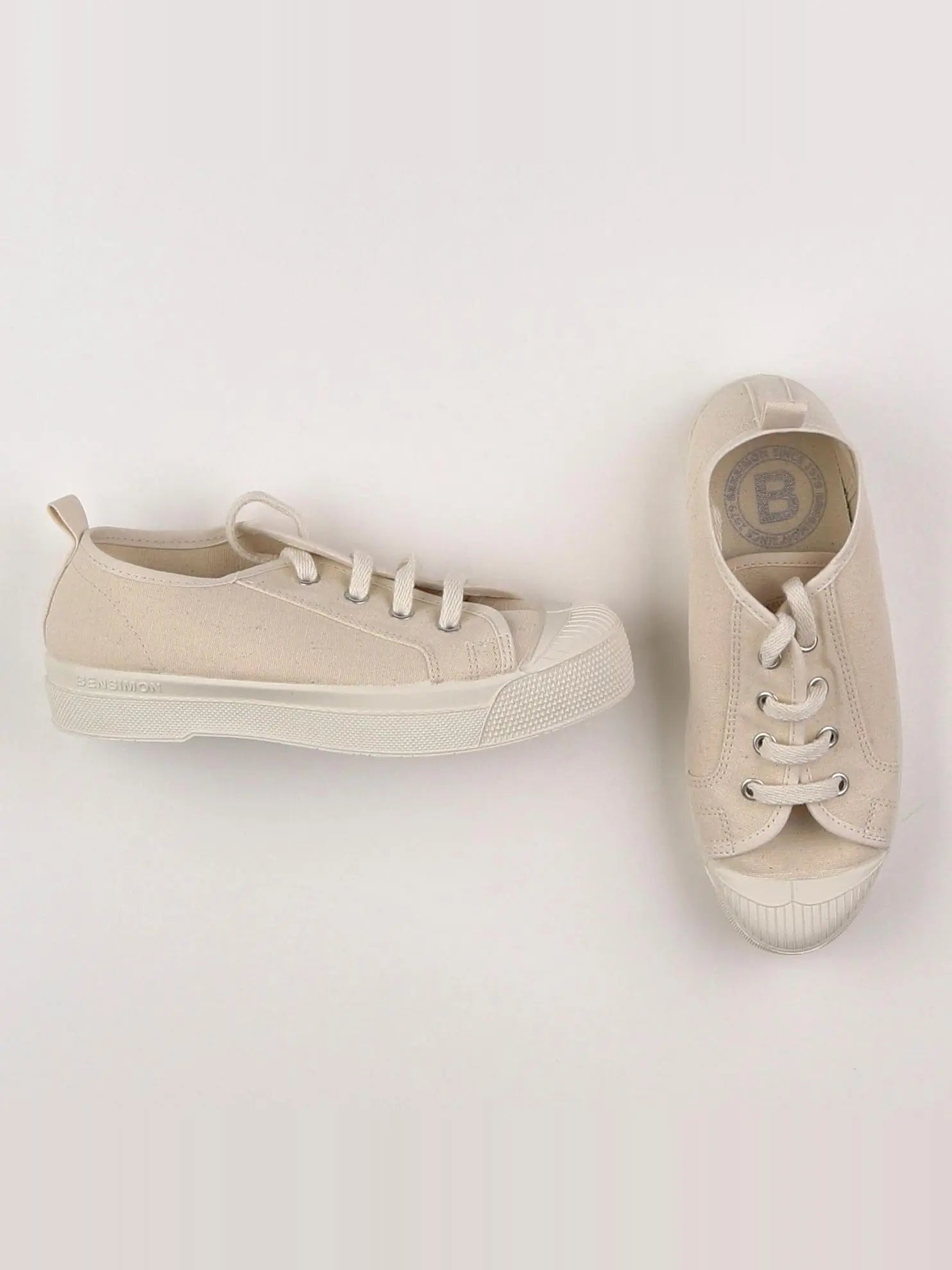 Bensimon - tennis à scratch/ lacets beige - pointure 33