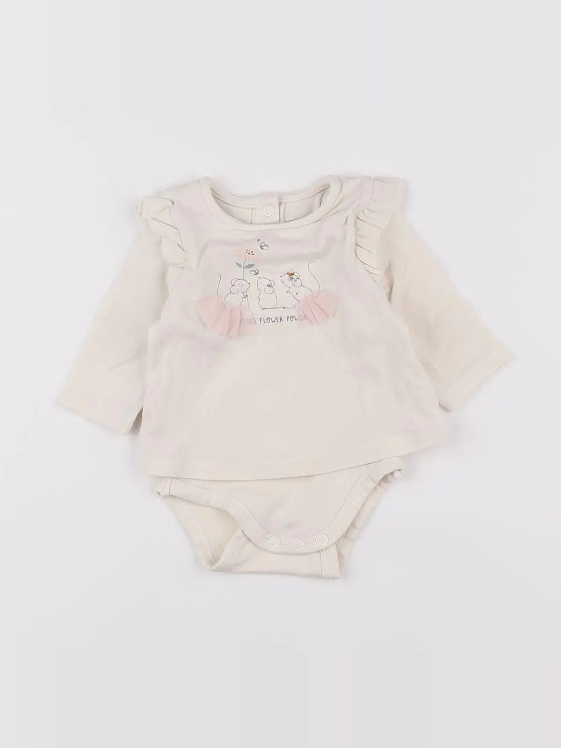 Vertbaudet - body tee-shirt beige - 1 mois