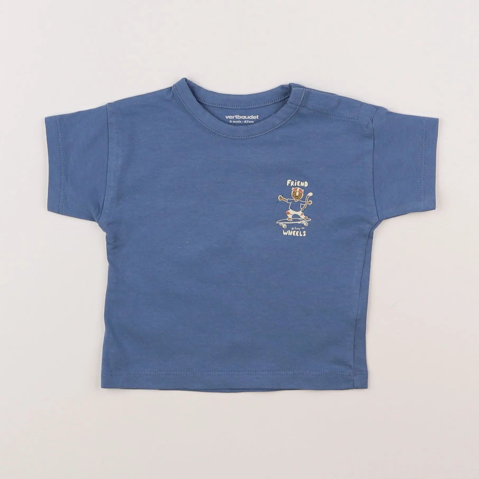 Vertbaudet - tee-shirt imprimé au dos bleu - 6 mois