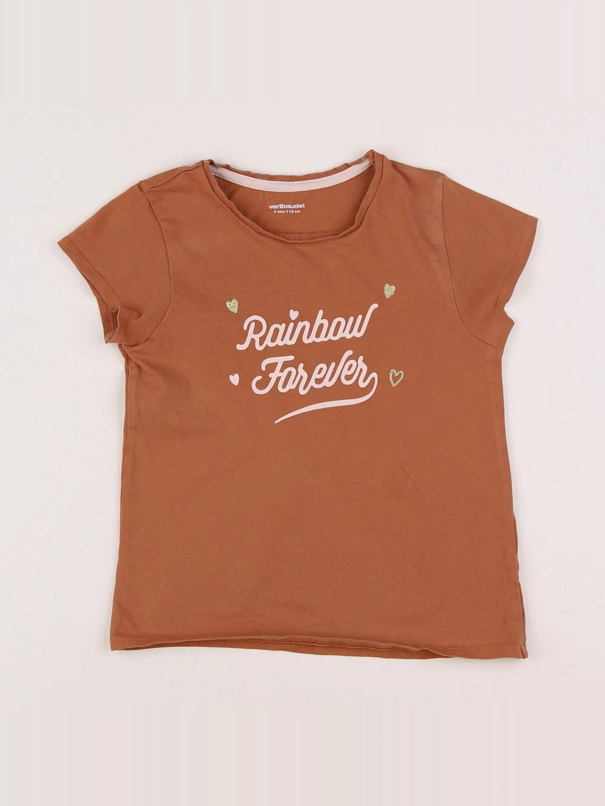 Vertbaudet - tee-shirt marron - 6 ans