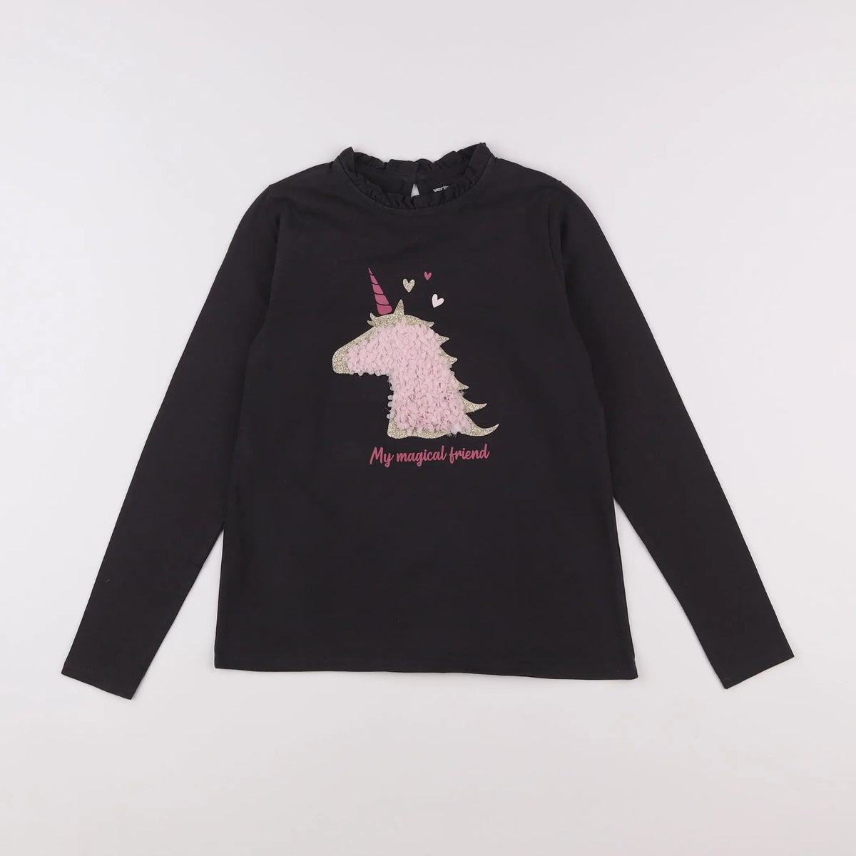Vertbaudet - tee-shirt gris, rose - 10 ans