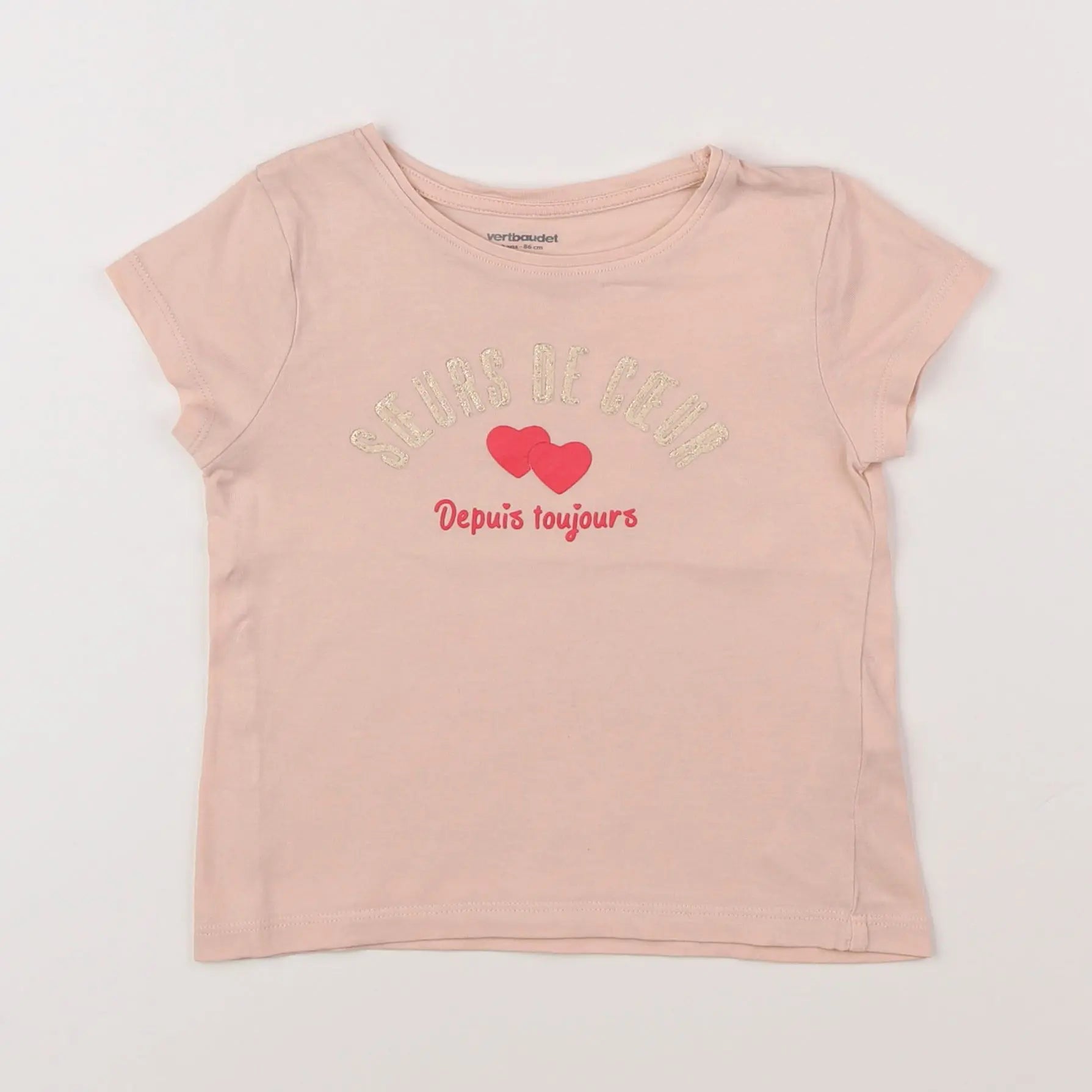Vertbaudet - tee-shirt rose - 2 ans