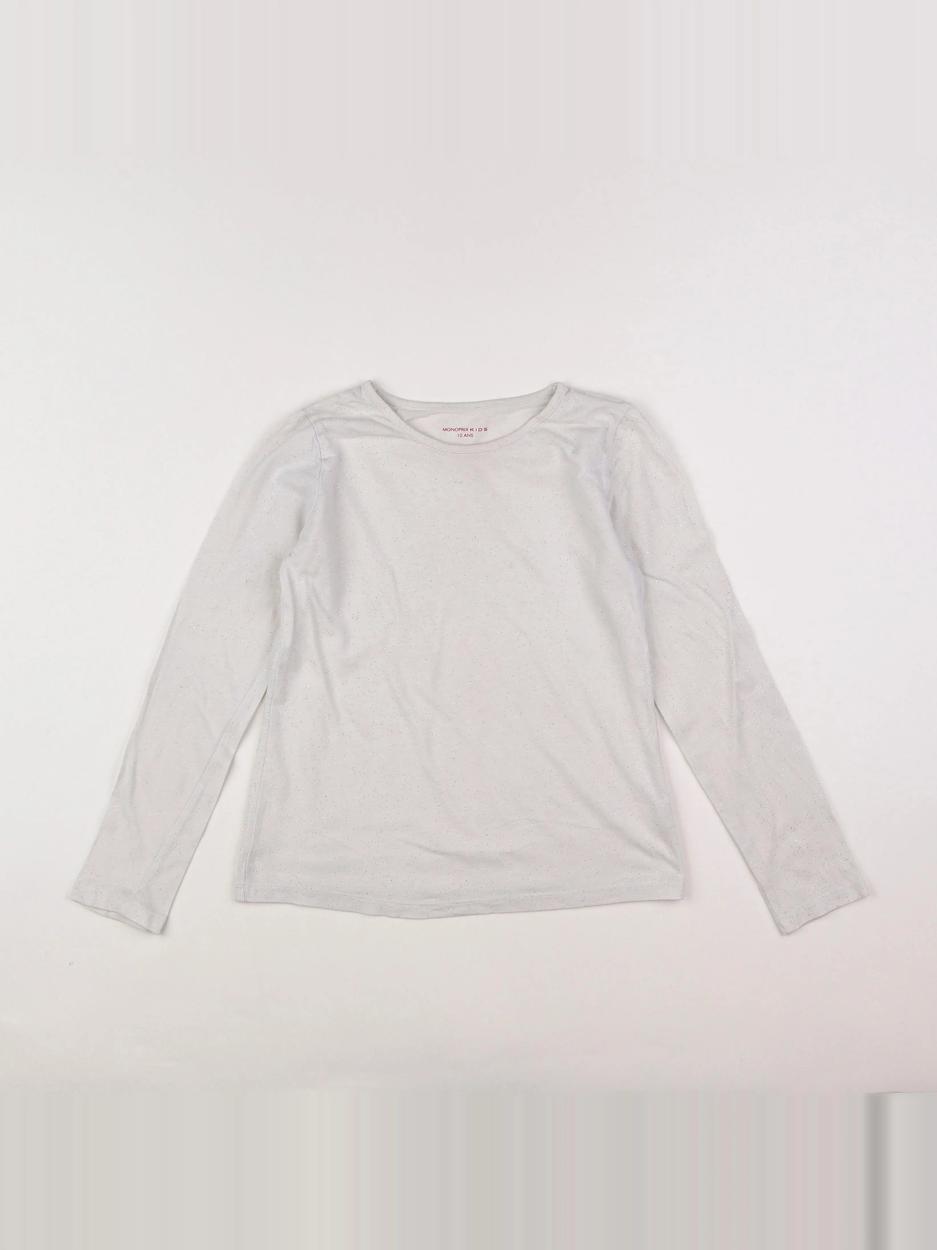 Monoprix - tee-shirt blanc, argent - 10 ans
