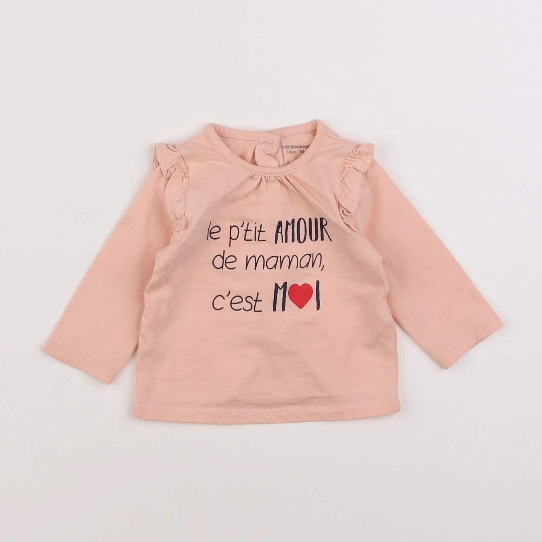 Vertbaudet - tee-shirt rose - 3 mois