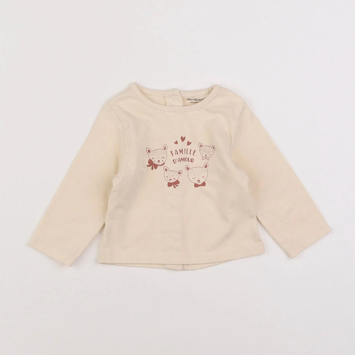 Vertbaudet - tee-shirt beige - 3 mois