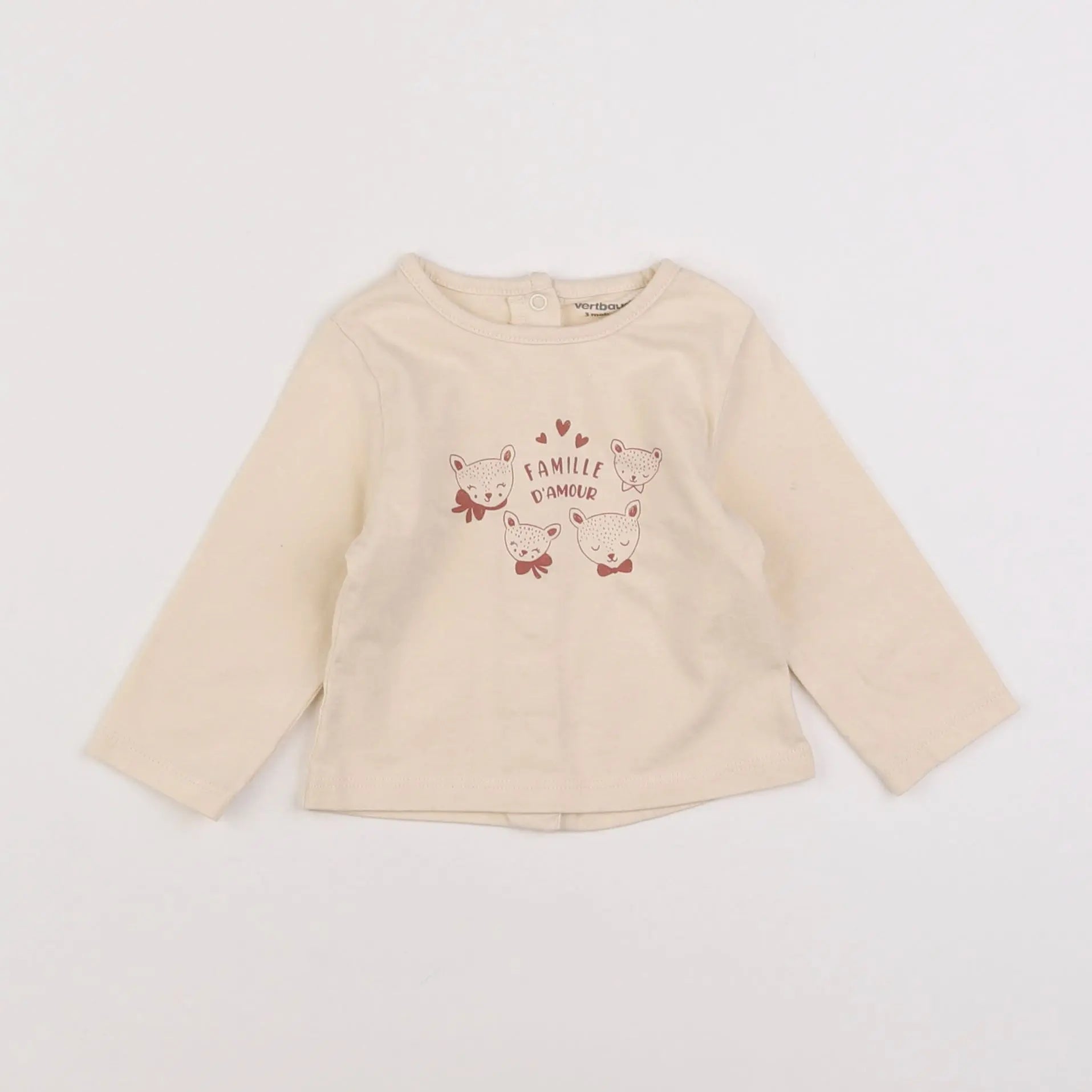 Vertbaudet - tee-shirt beige - 3 mois