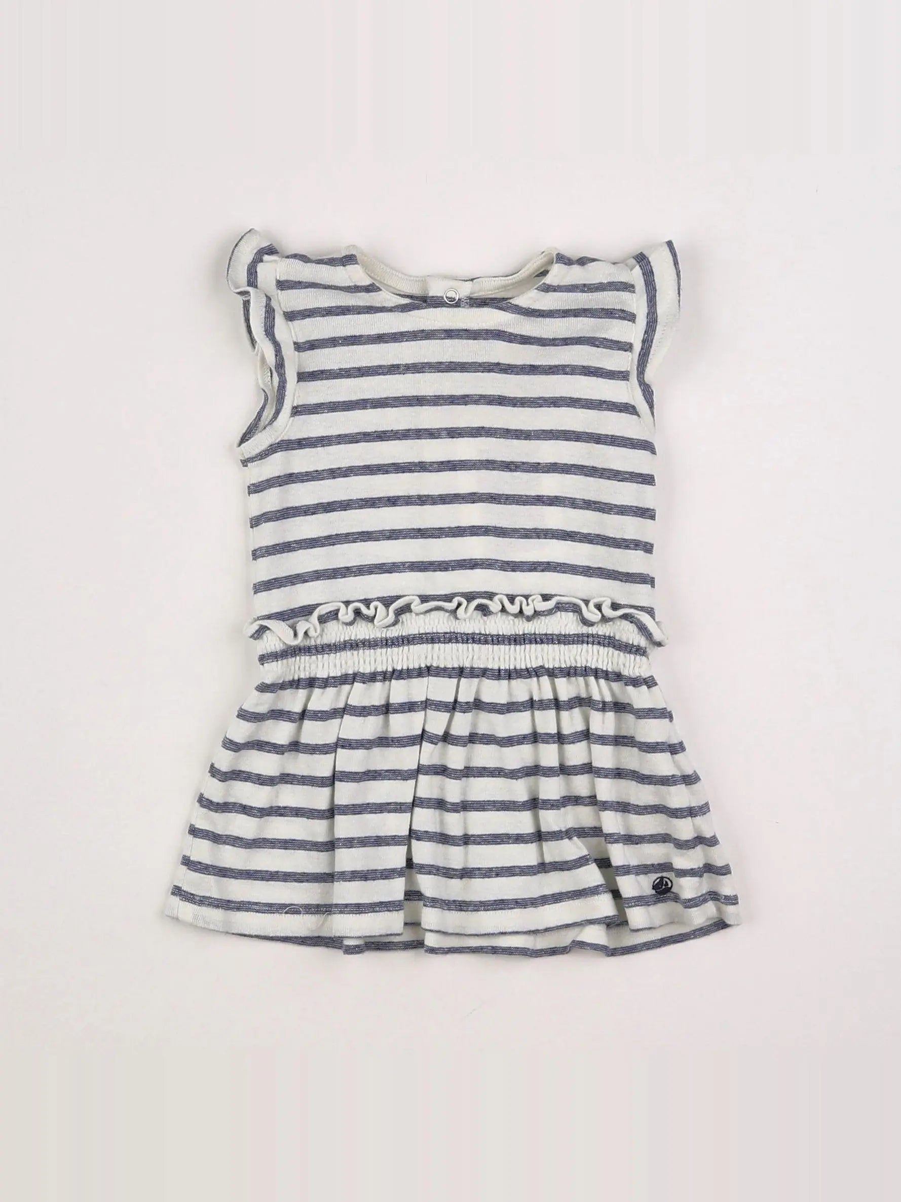 Petit Bateau - robe bleu, blanc - 6 mois