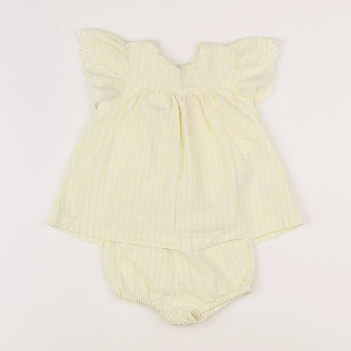 Vertbaudet - robe blanc, jaune - 3 mois