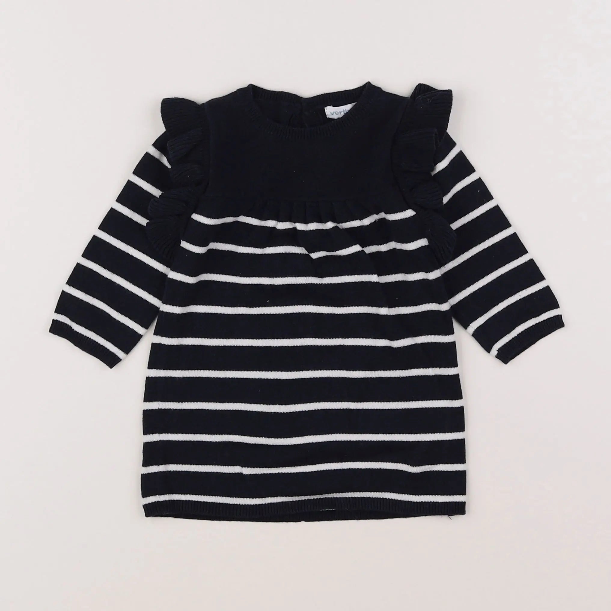 Vertbaudet - robe bleu, blanc - 6 mois