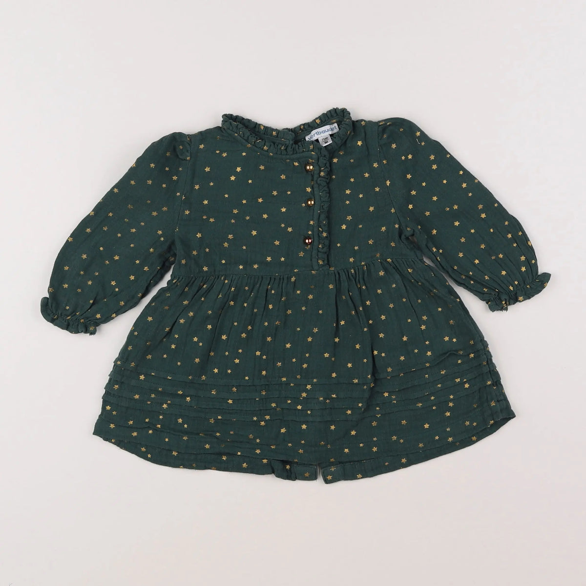Vertbaudet - robe vert, or - 9 mois