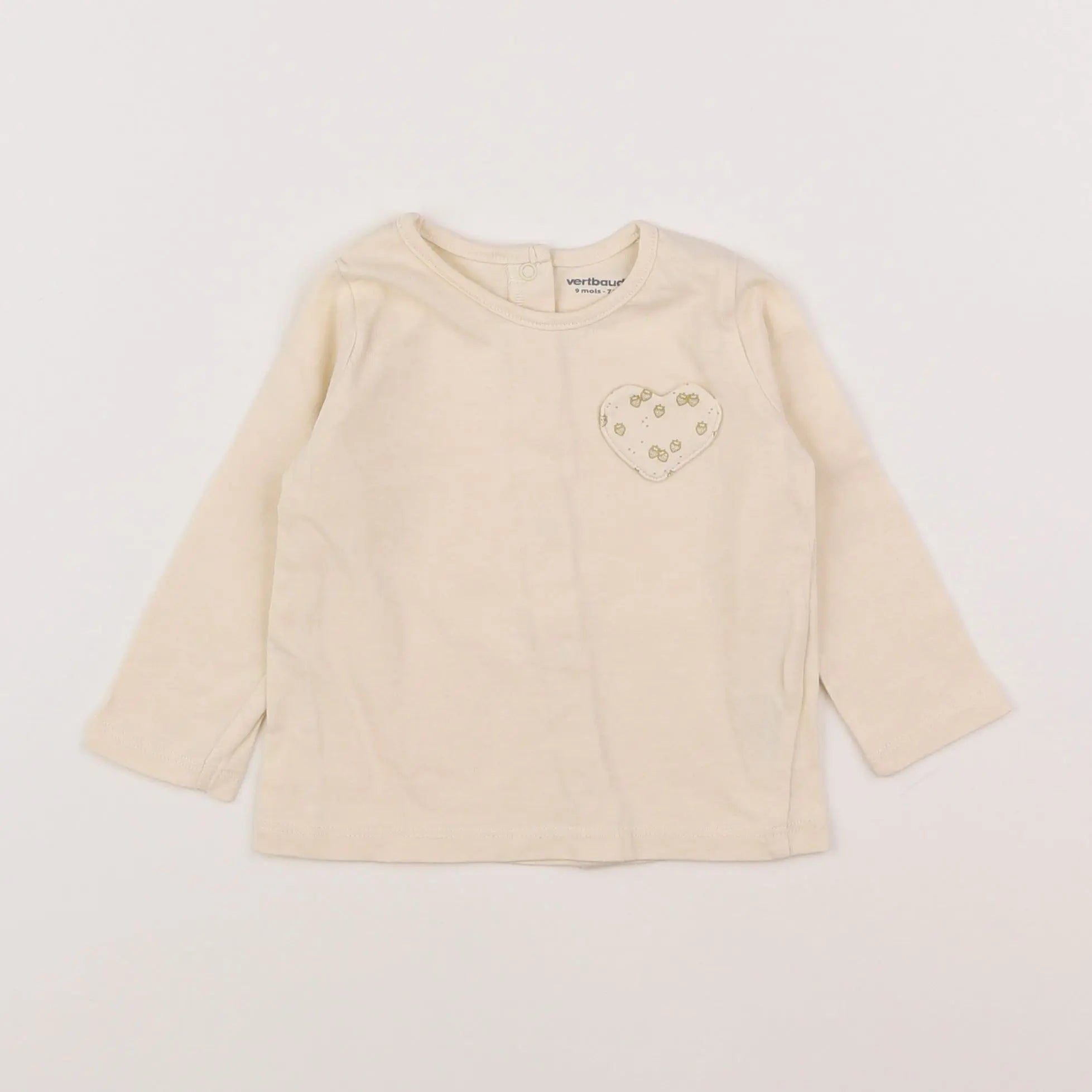 Vertbaudet - tee-shirt beige - 9 mois