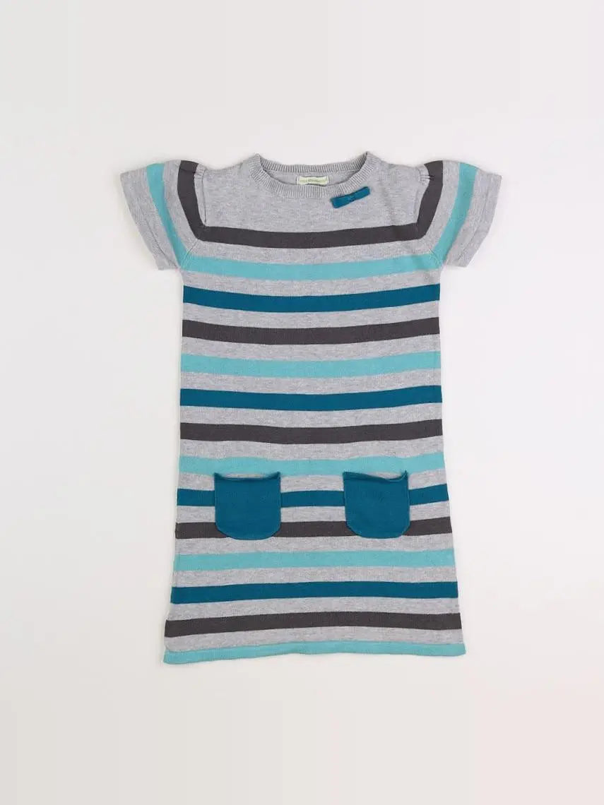 Vertbaudet - robe bleu, gris - 6 ans