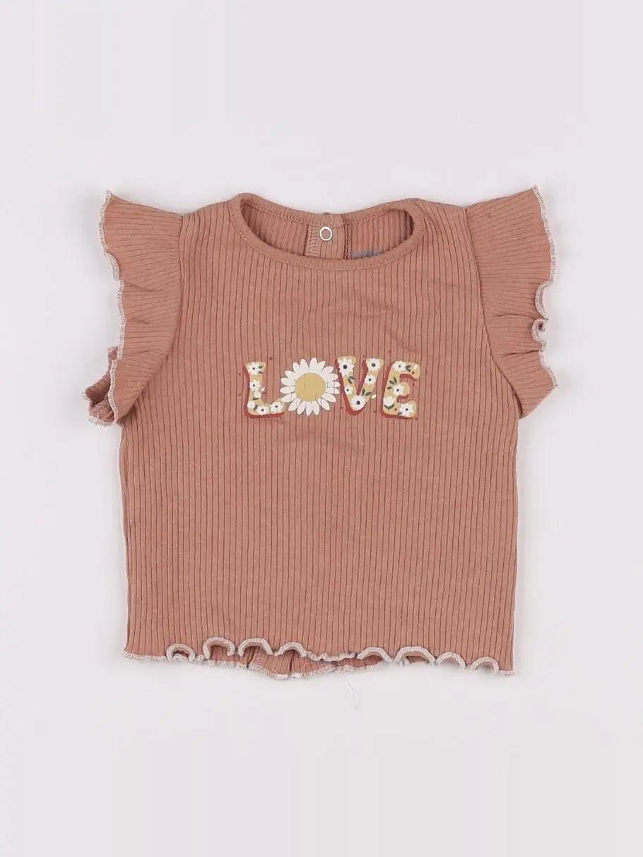 Vertbaudet - tee-shirt marron - 6 mois