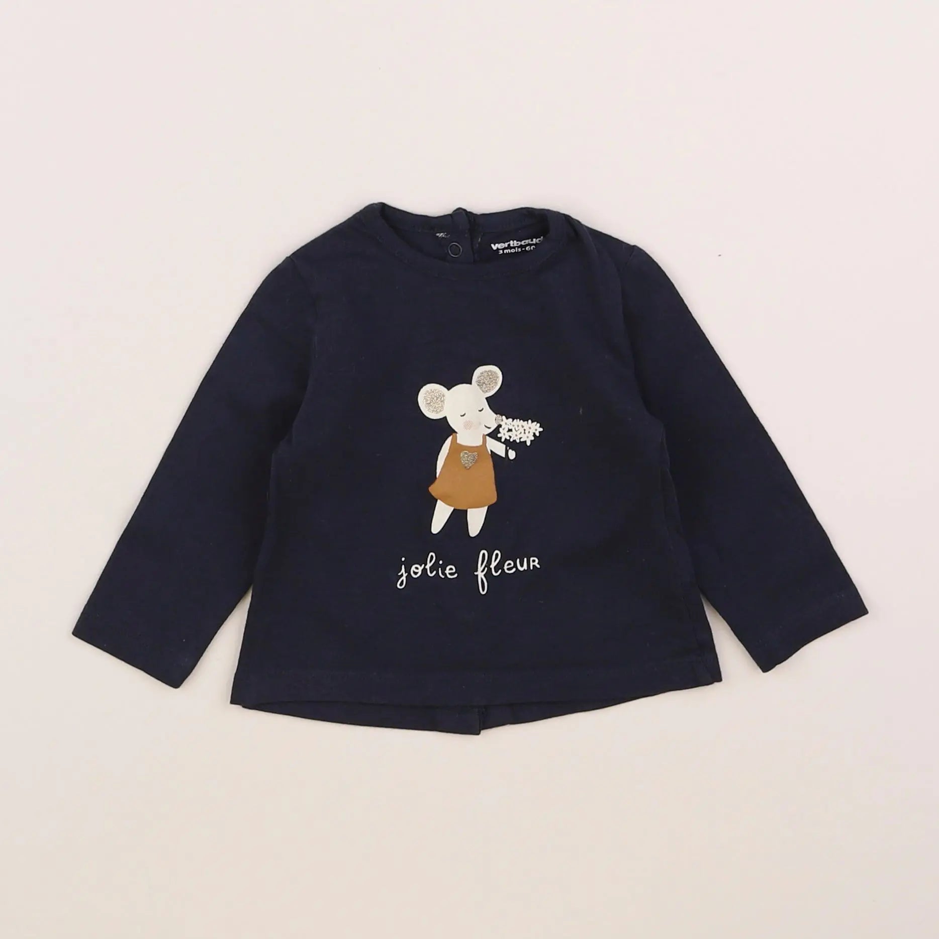 Vertbaudet - tee-shirt bleu - 3 mois