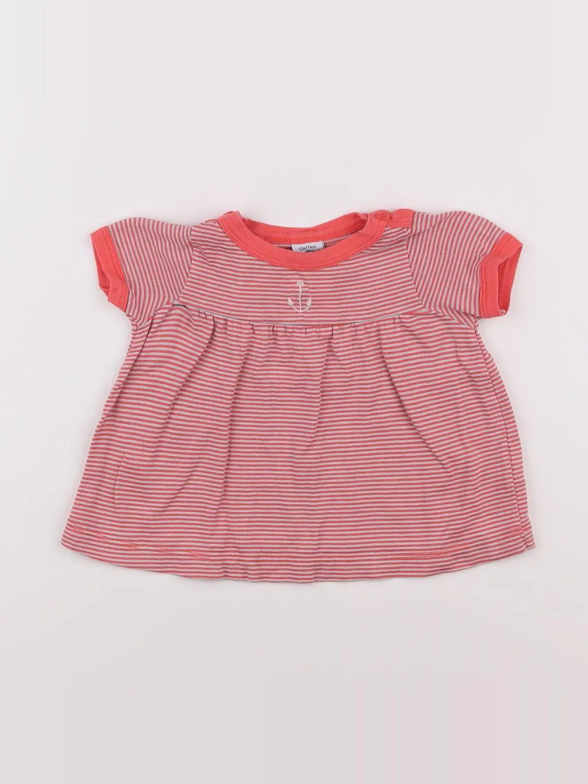 Petit Bateau - tee-shirt rose, gris - 12 mois