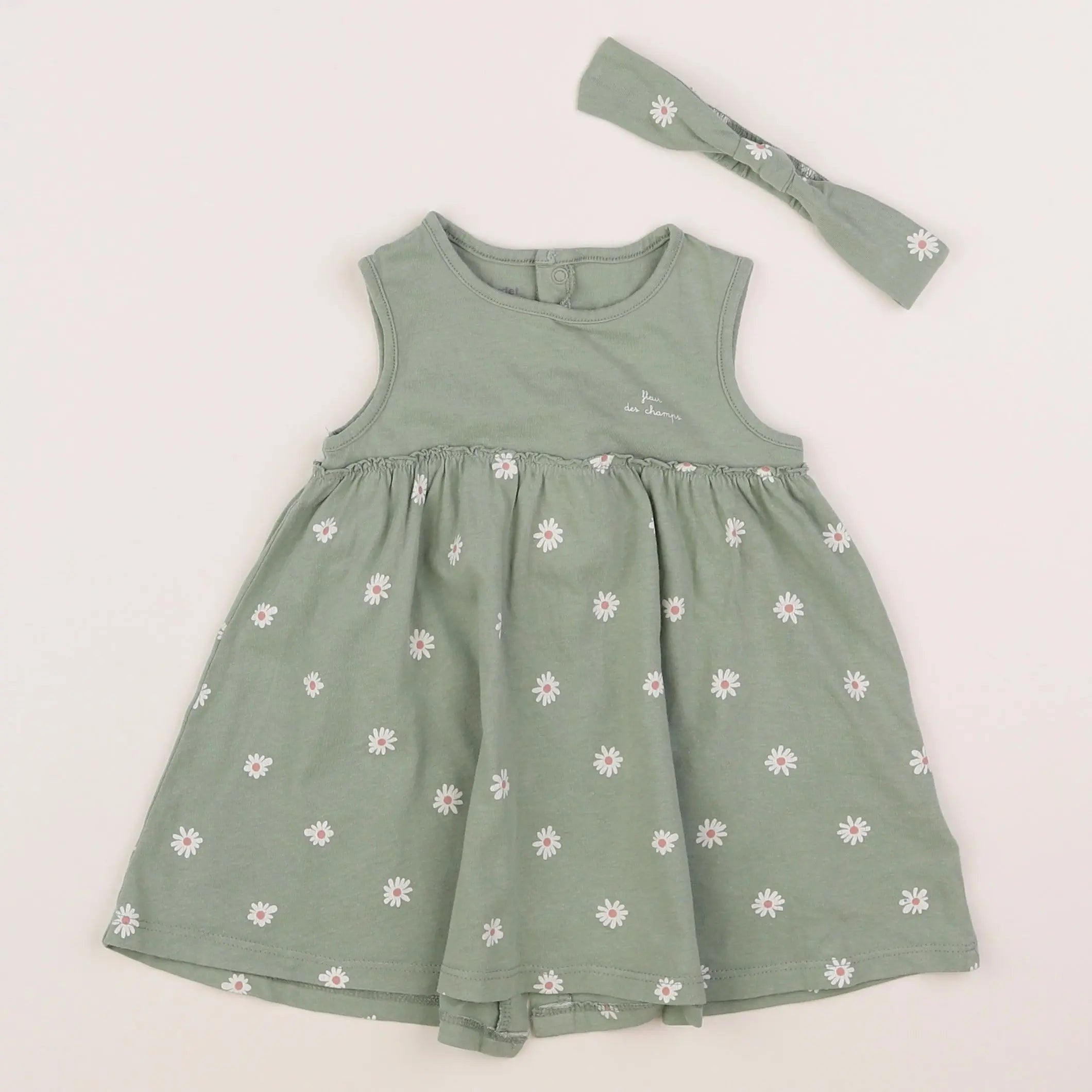 Vertbaudet - robe vert - 9 mois
