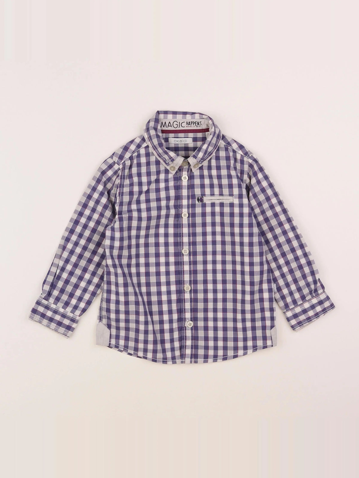 Okaidi - chemise gris, bleu - 3 ans