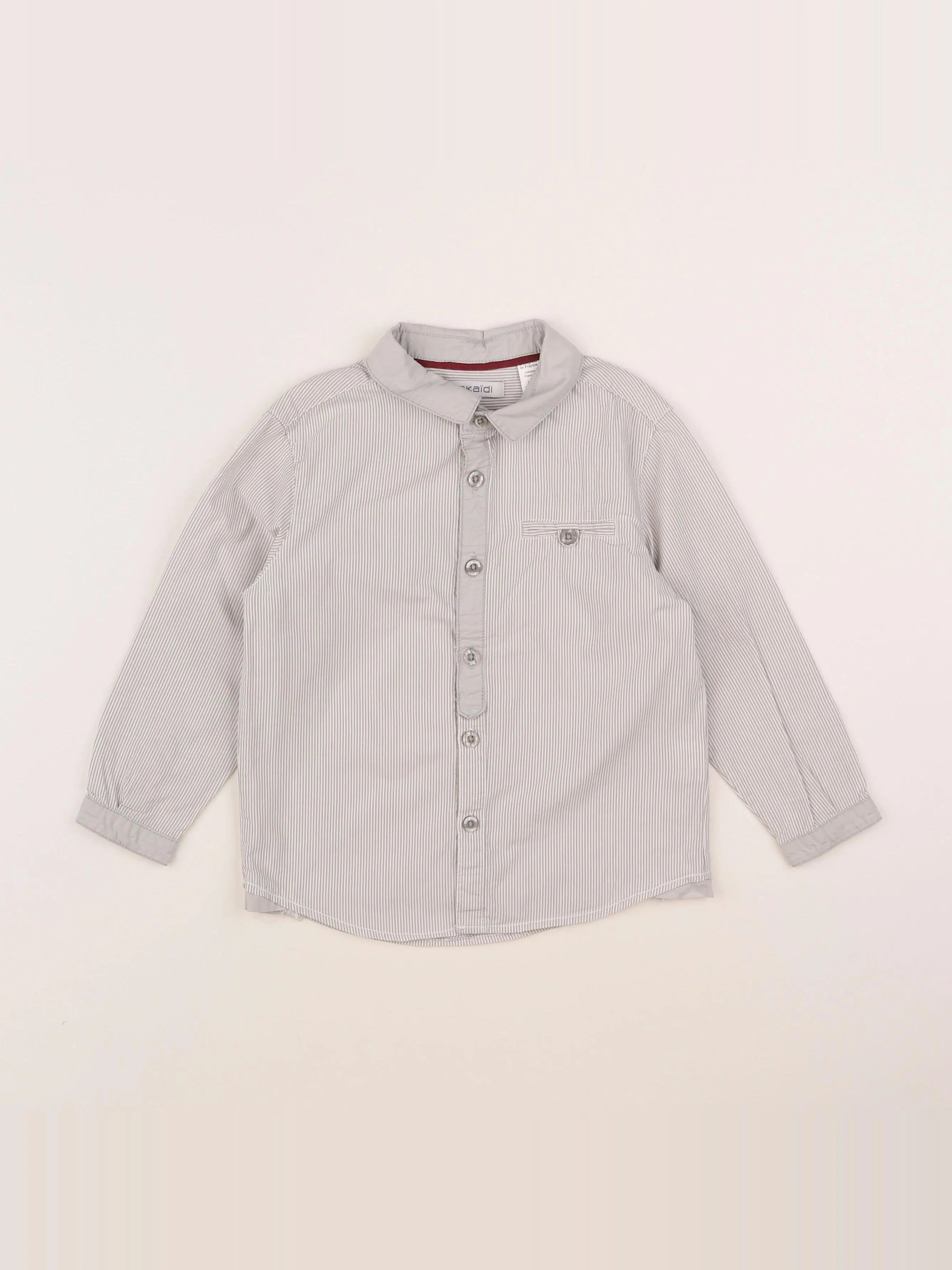 Okaidi - chemise gris, blanc - 3 ans