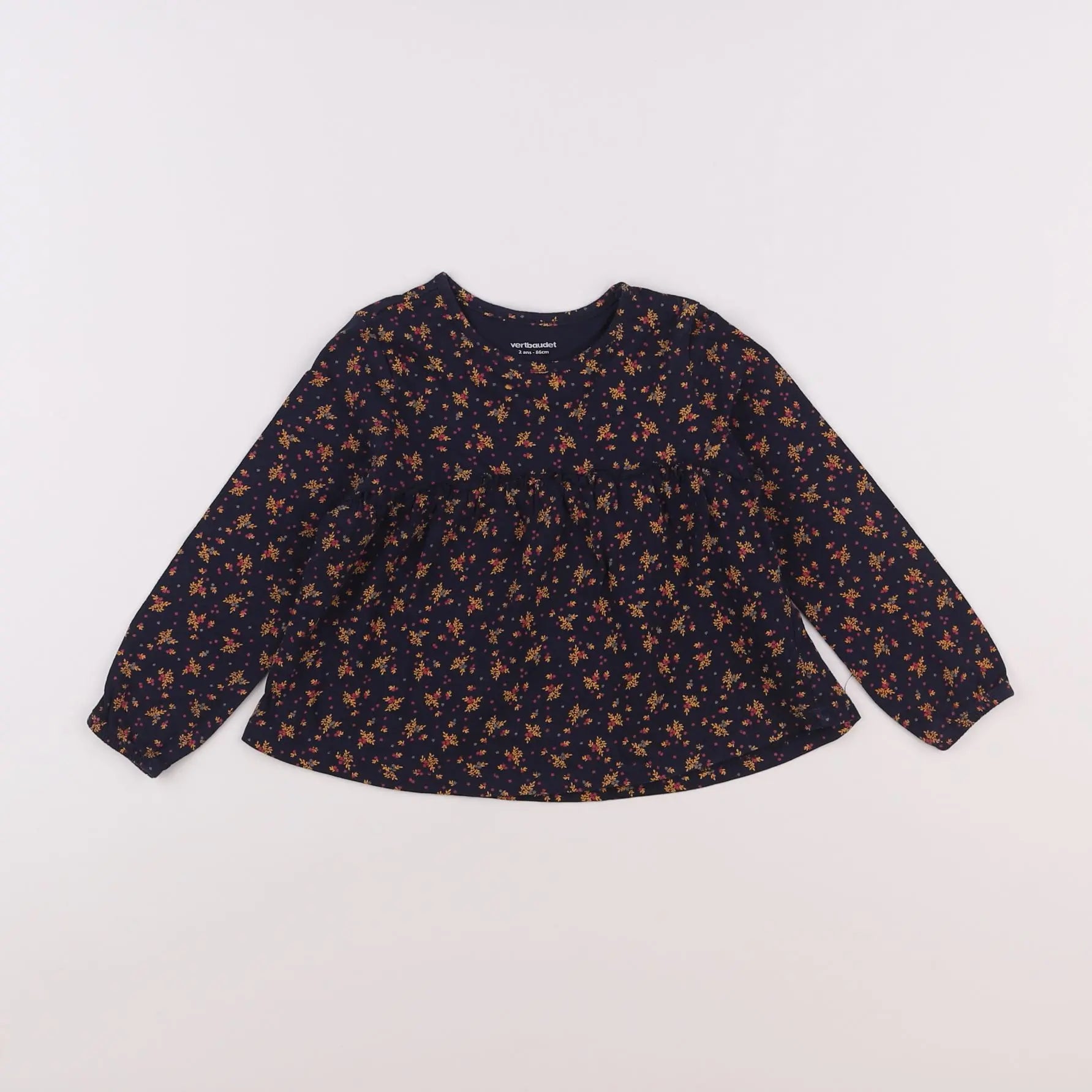 Vertbaudet - tee-shirt bleu, jaune - 2 ans