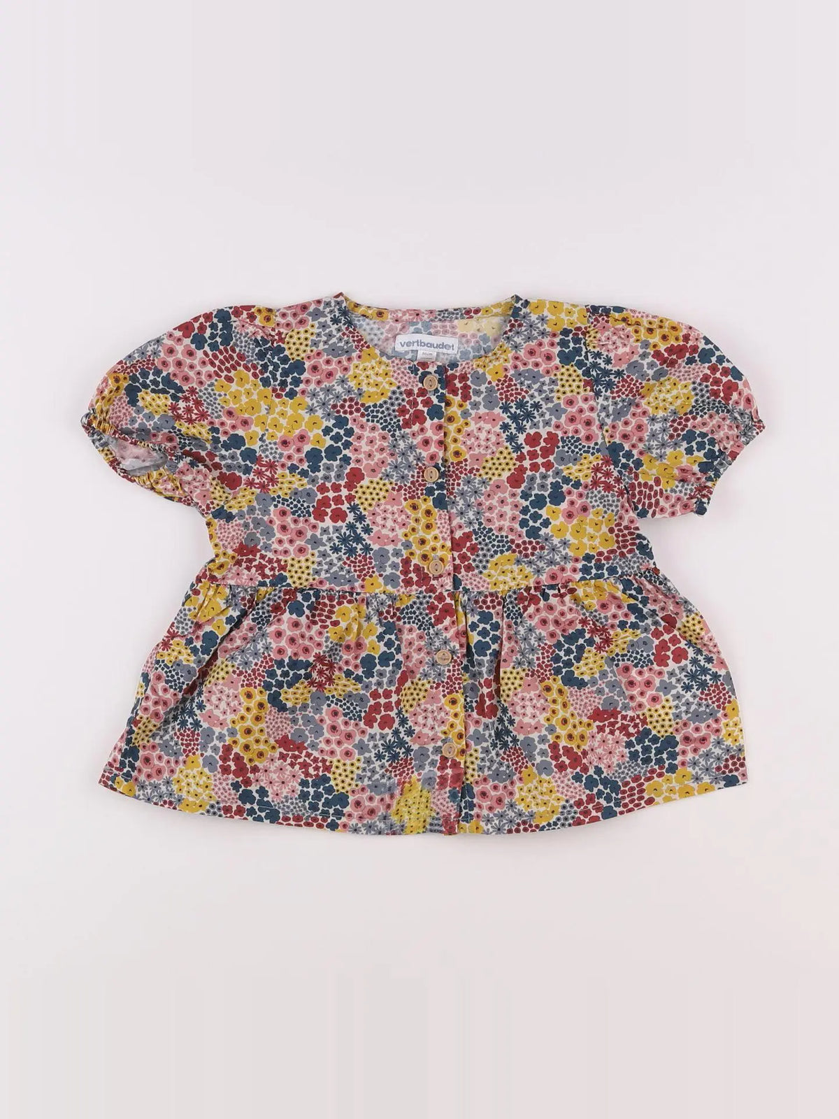 Vertbaudet - blouse jaune, rose - 2 ans