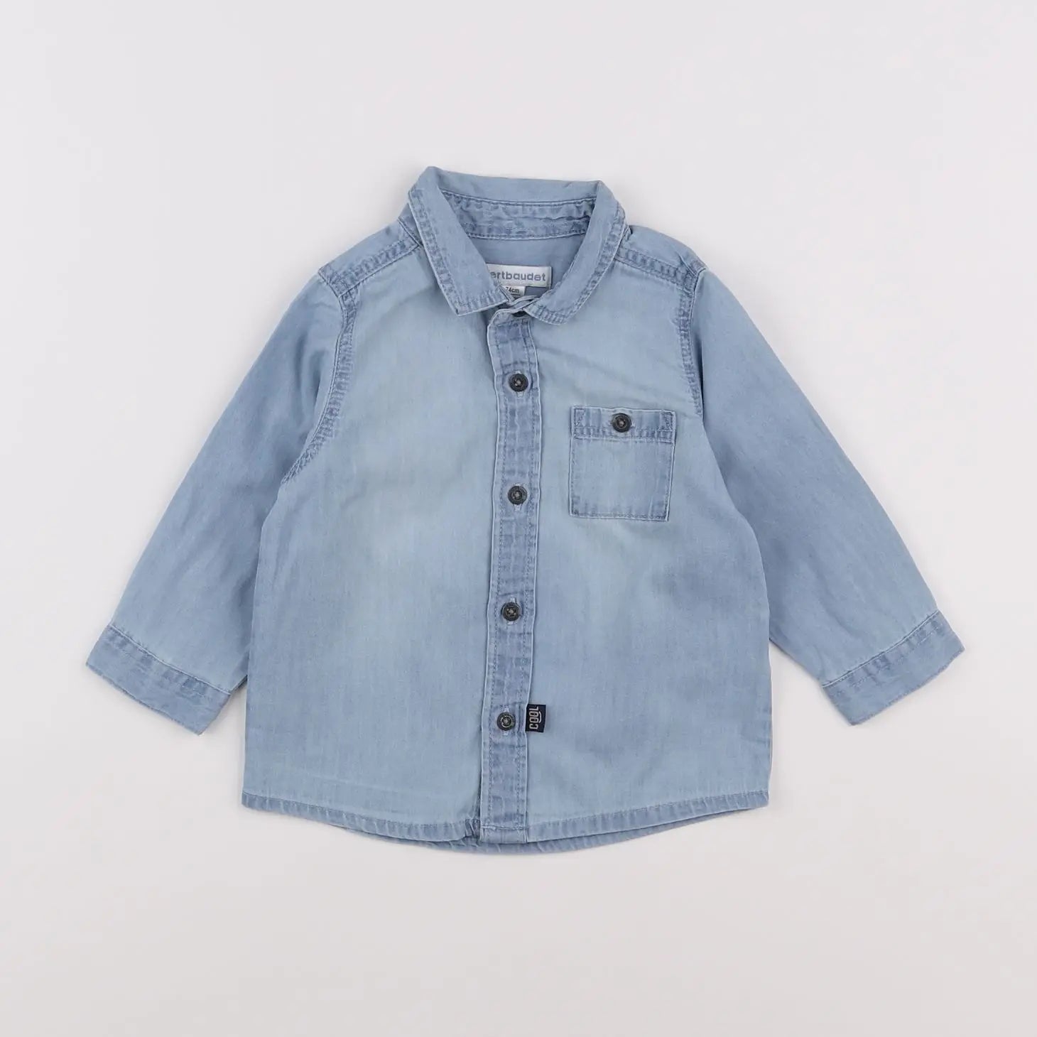 Vertbaudet - chemise bleu - 12 mois