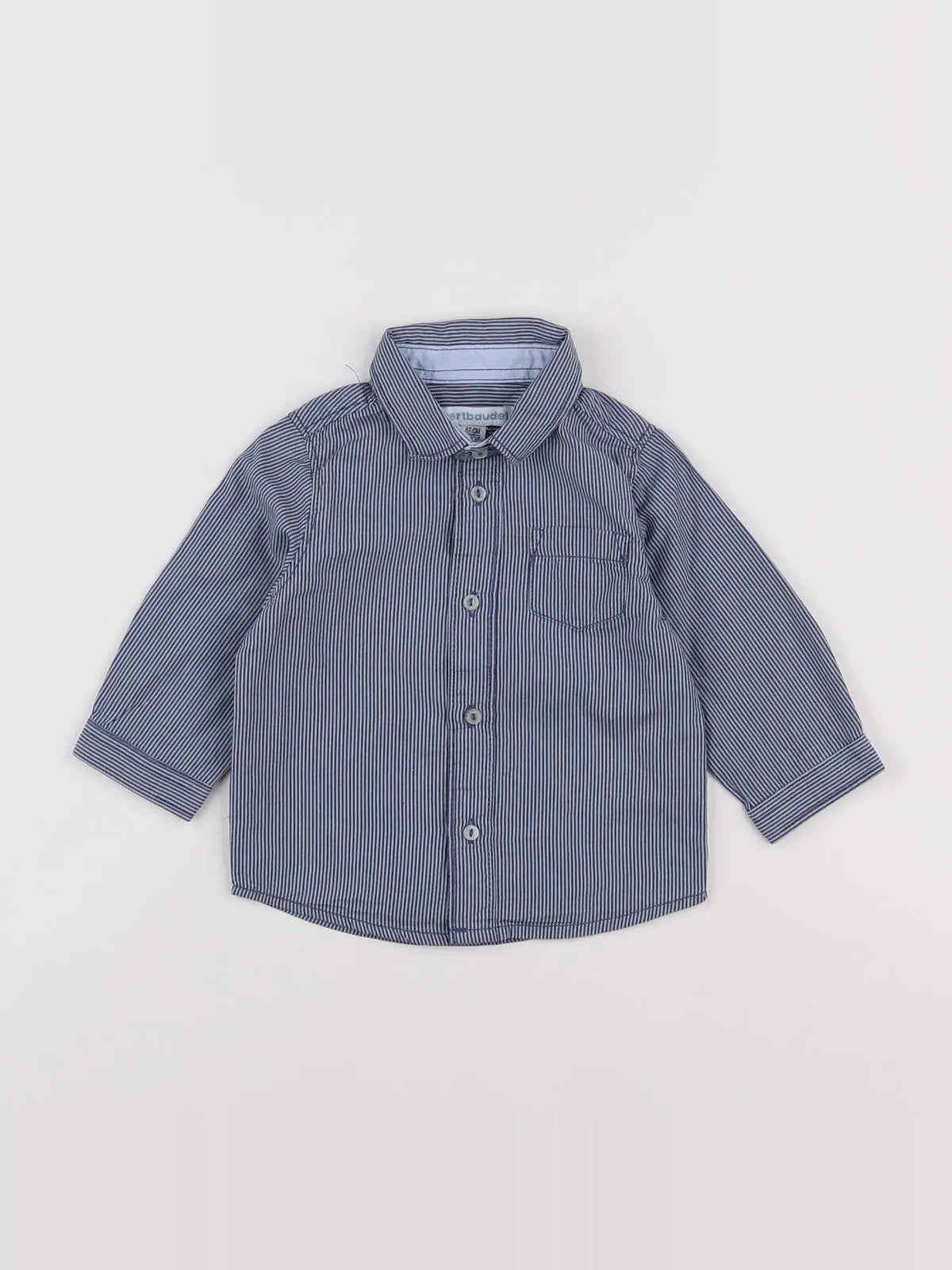 Vertbaudet - chemise blanc, bleu - 6 mois