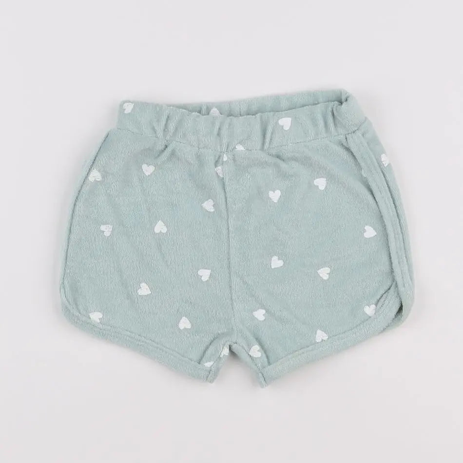 Vertbaudet - short vert, blanc - 9 mois