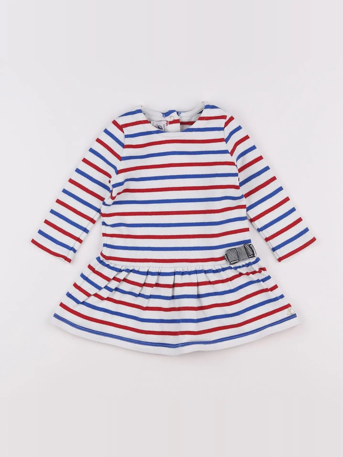 Petit Bateau - robe blanc, bleu, rouge - 12 mois